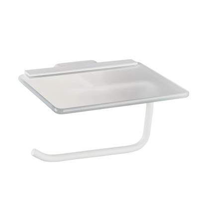 Eastbrook Asti messing toiletrolhouder met glazen planchet wit mat