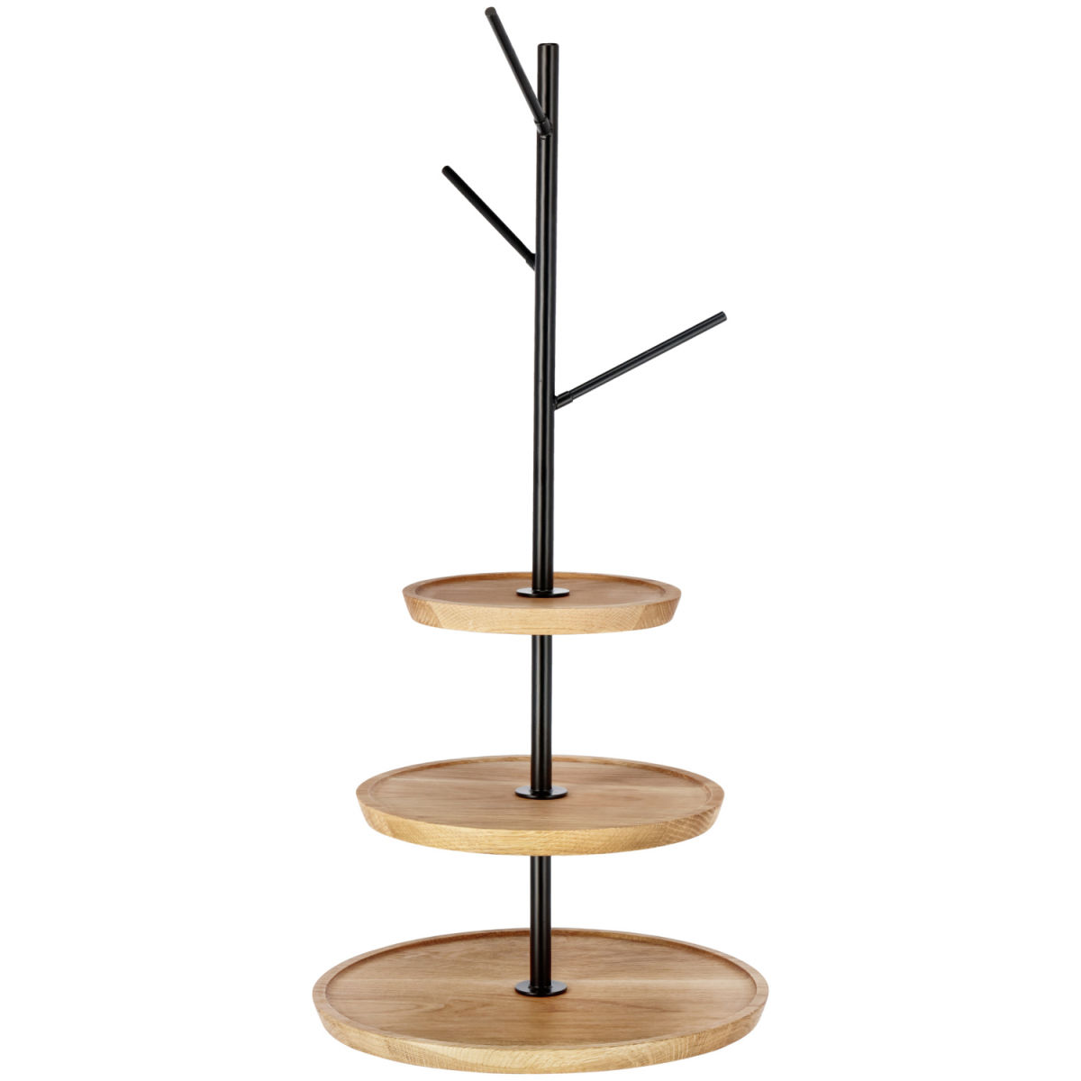 Vega Etagère Cornu met krakelingstandaard zonder voeten; 34.8x78.4 cm (ØxH); eiken/zwart; rond
