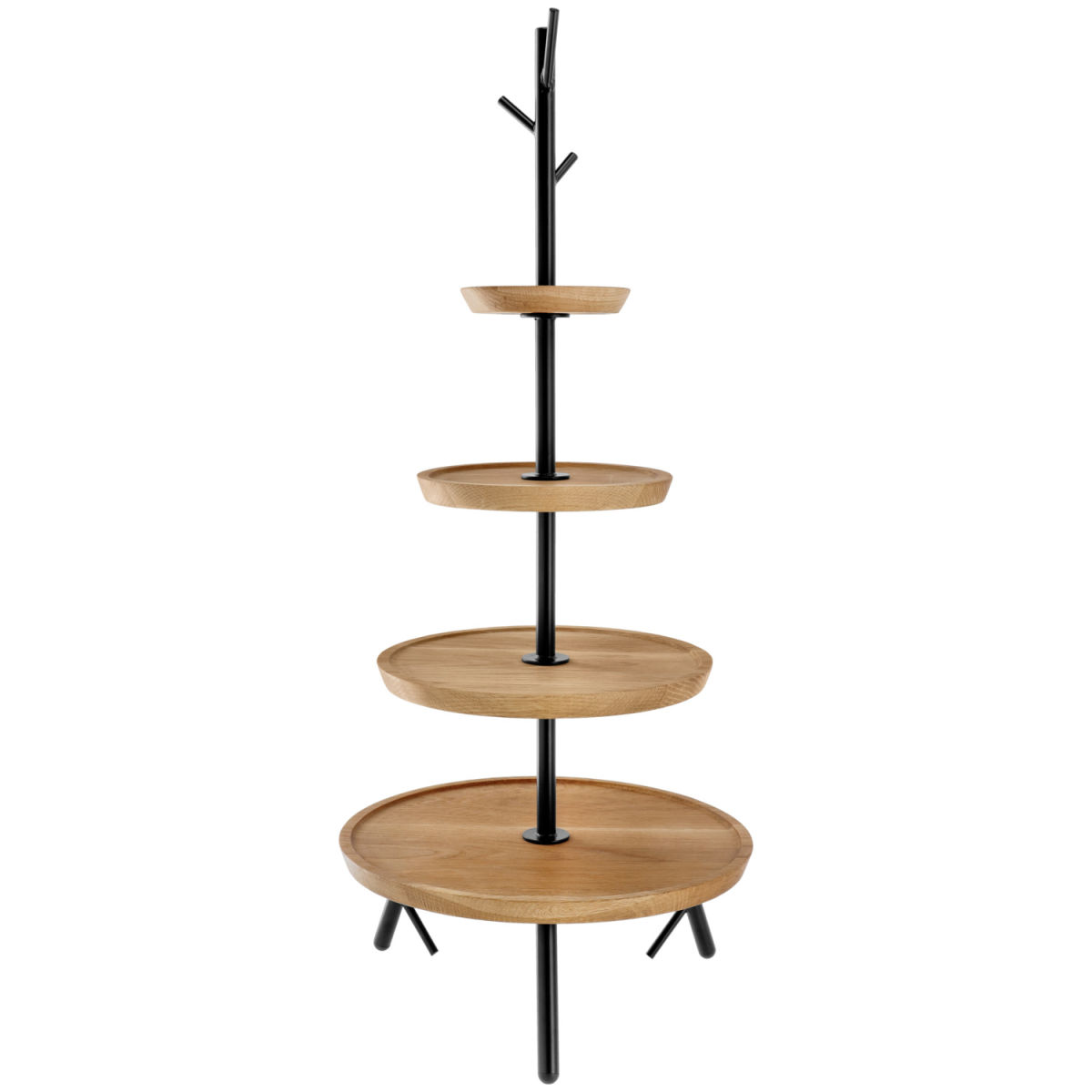 Vega Etagère Cornu 4-etages; 34.8x81.1 cm (ØxH); eiken/zwart; rond