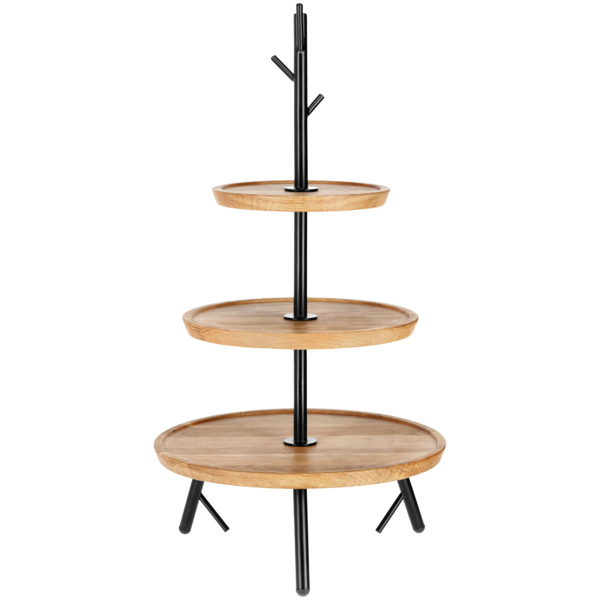 Vega Etagère Cornu 3-etages; 34.8x62.8 cm (ØxH); eiken/zwart; rond