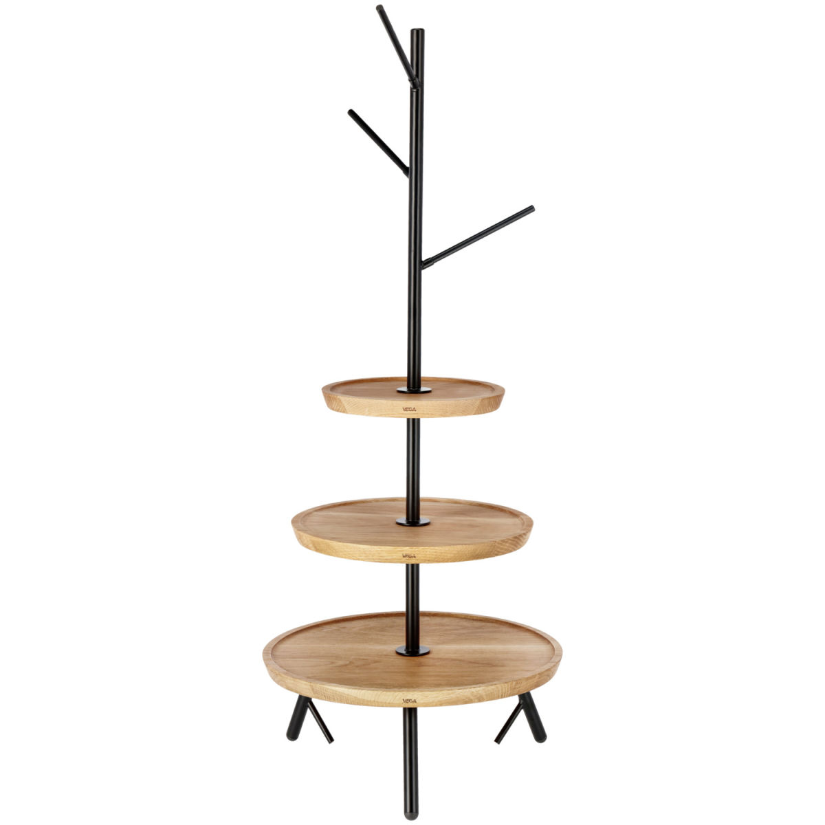 Vega Etagère Cornu met haakjes; 34.8x90.8 cm (ØxH); eiken/zwart; rond
