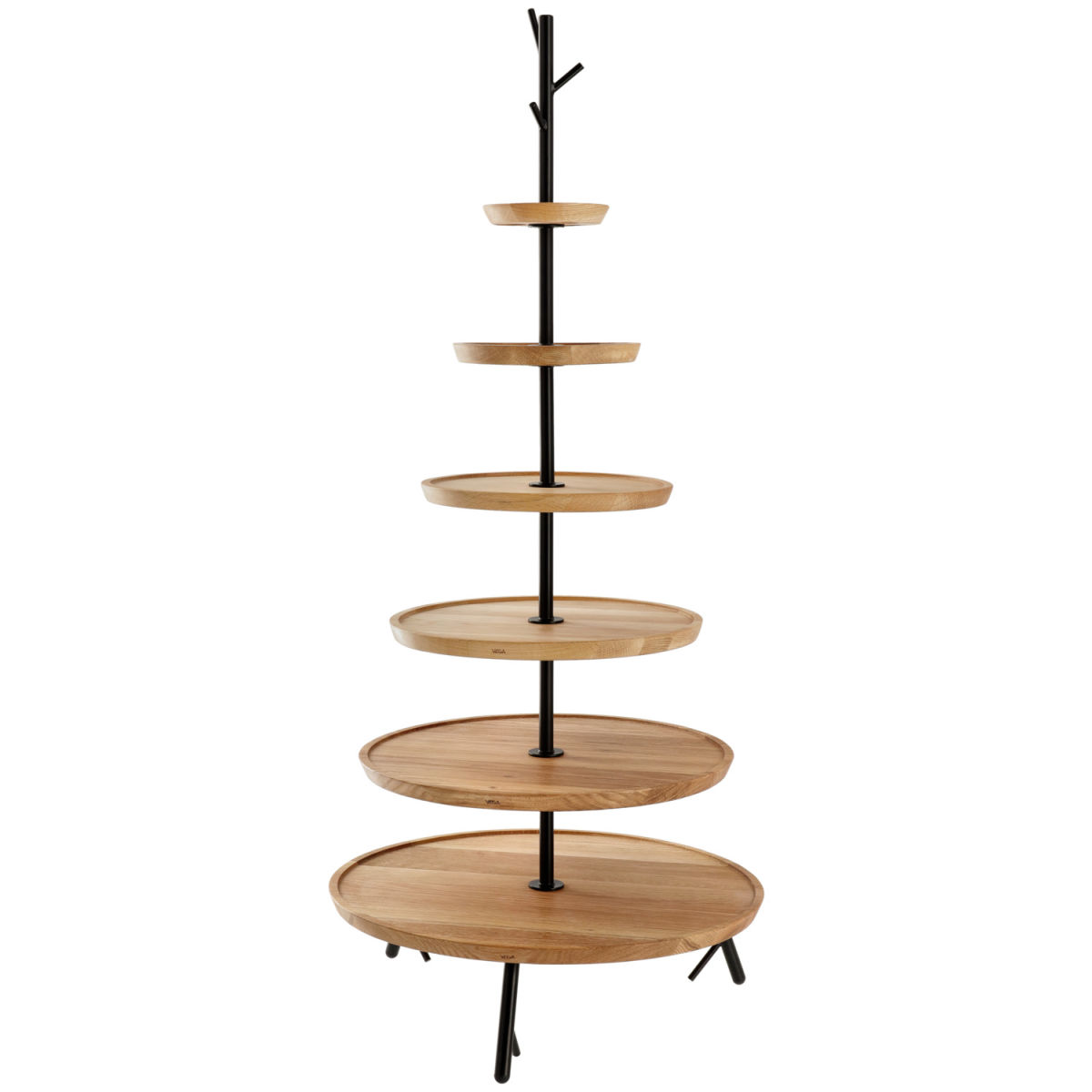 Vega Etagère Cornu 6-etages; 48.8x111.6 cm (ØxH); eiken/zwart; rond