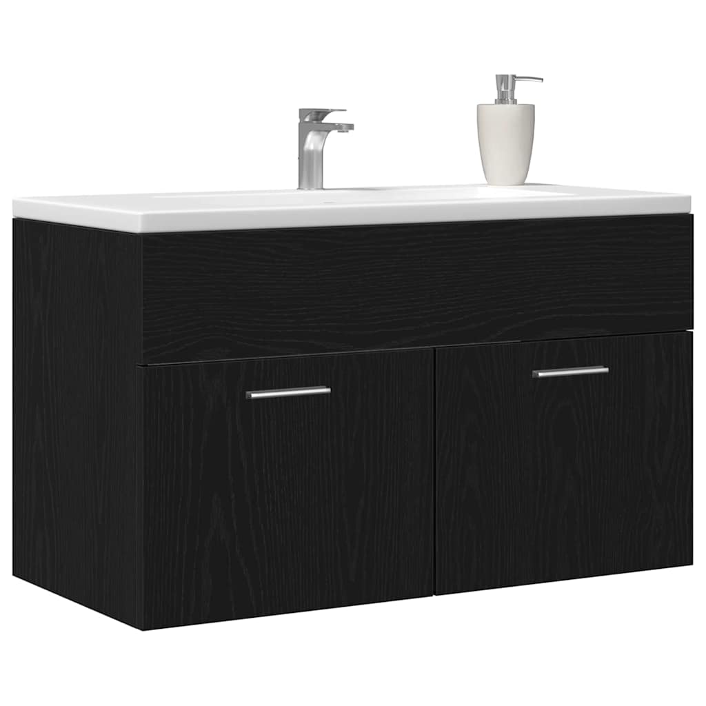 vidaXL Badkamerkasten in Zwart Eiken 80x38,5x46 cm Van Gefabriceerd Hout