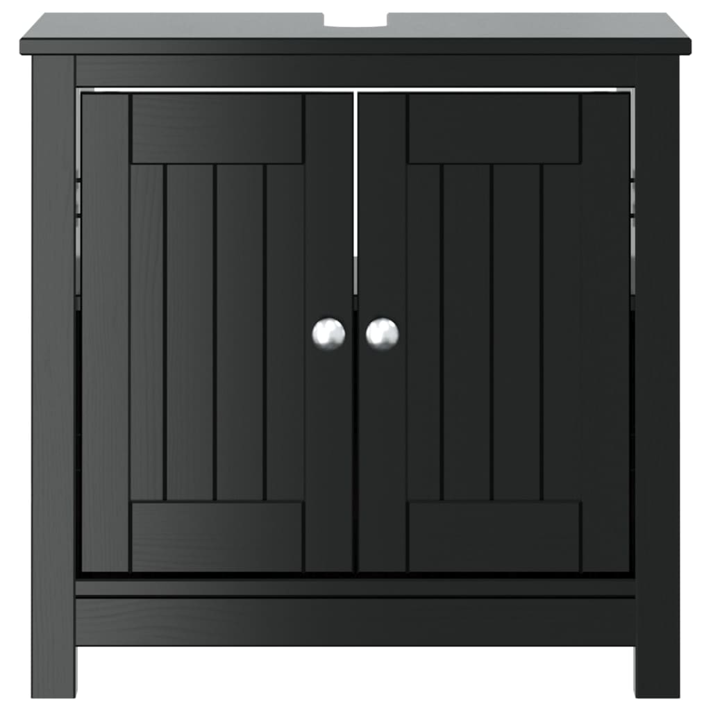 vidaXL Wastafelkast BERG 60x34x59 cm massief grenenhout zwart