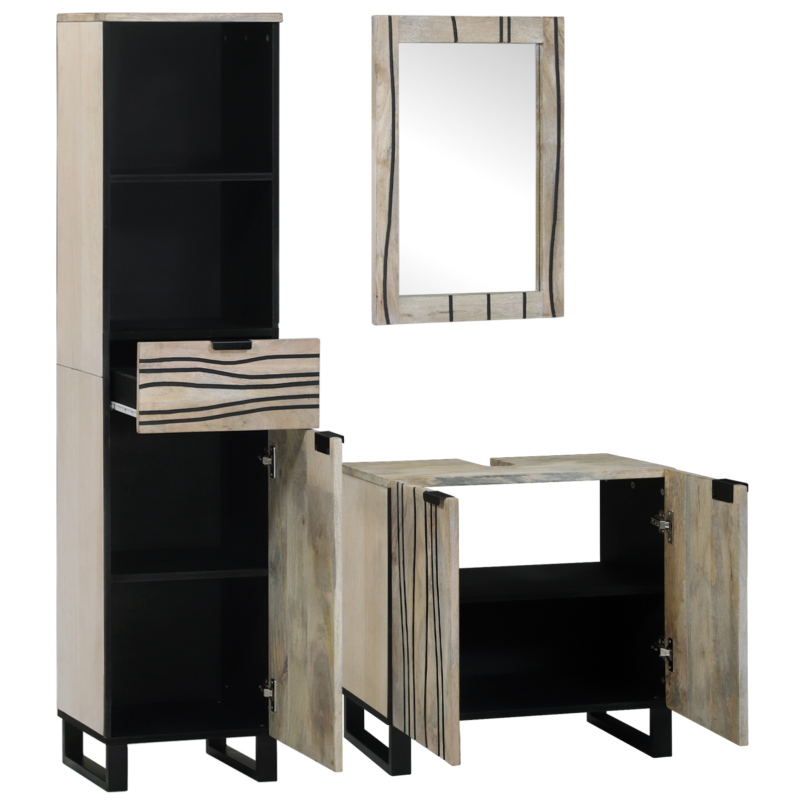 vidaXL Badkamermeubelset met lade met plank 3 pcs Wit 38 x 33 x 160 cm