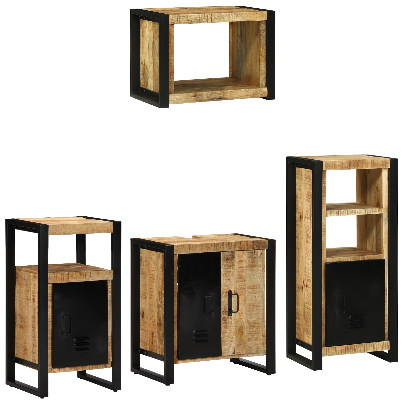 vidaXL Badkamermeubelset met plank 4 pcs Bruin Massief Mango Hout