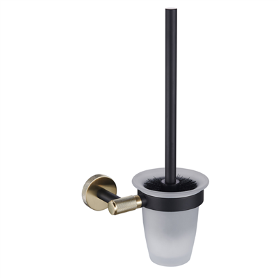 Eastbrook Catania messing glazen toiletborstelhouder zwart mat en messing geborsteld