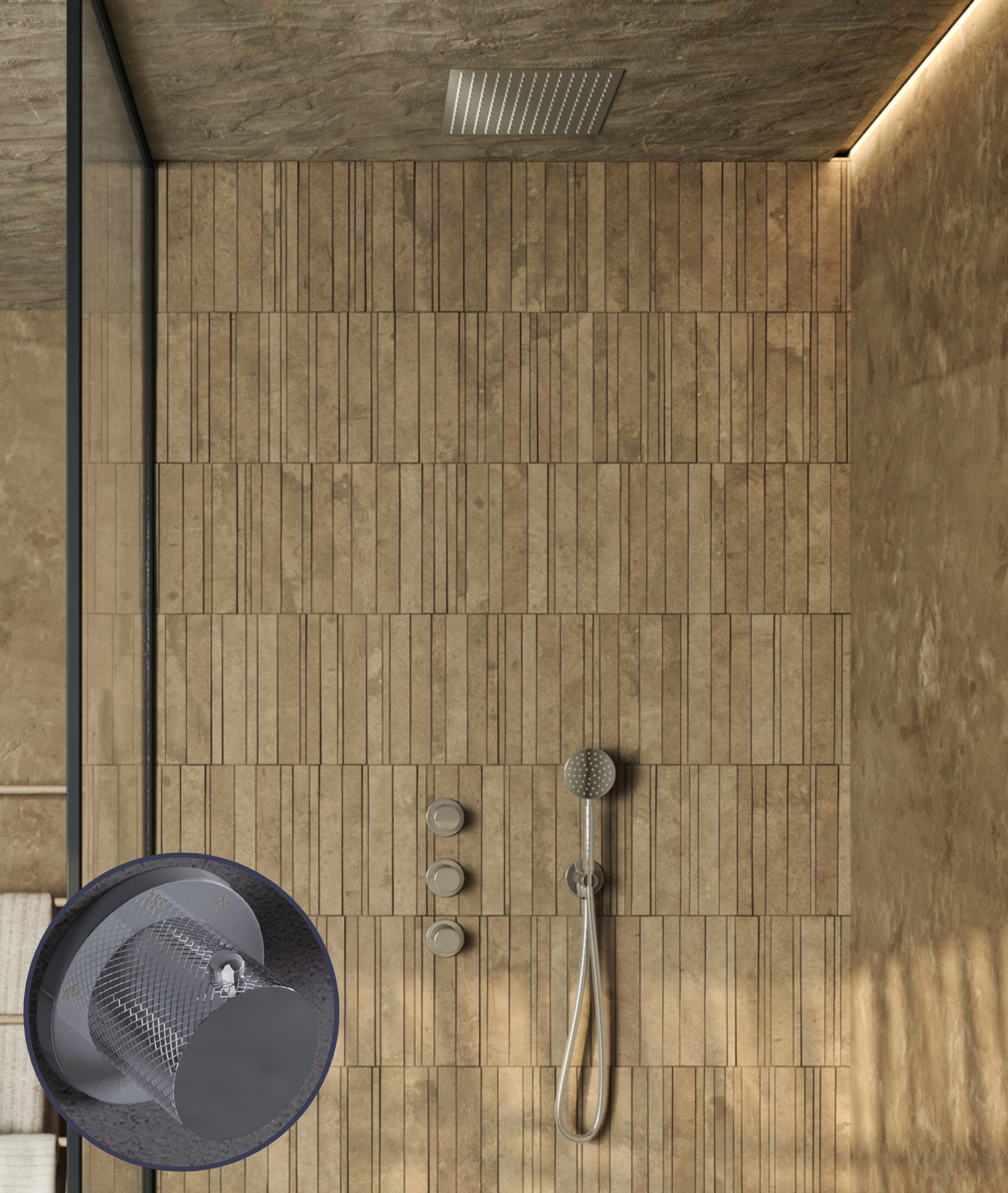 Saniclear Plus Curved inbouw regendouche met inbouw douchekop 30x30cm chroom