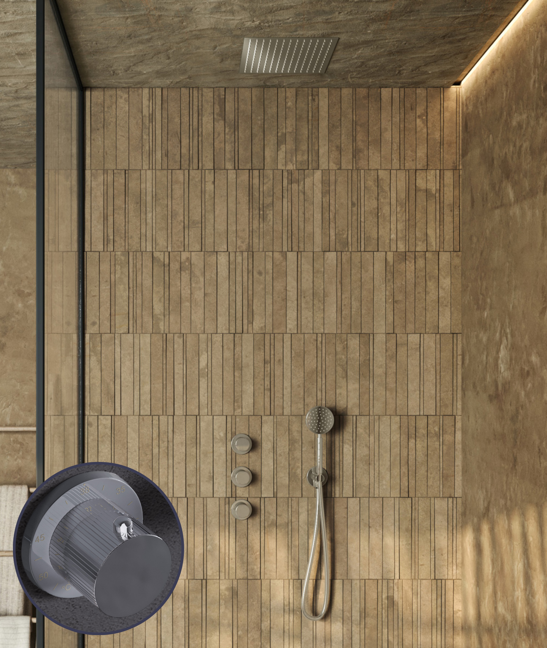 Saniclear Plus Stripes inbouw regendouche met inbouw douchekop 30x30cm chroom