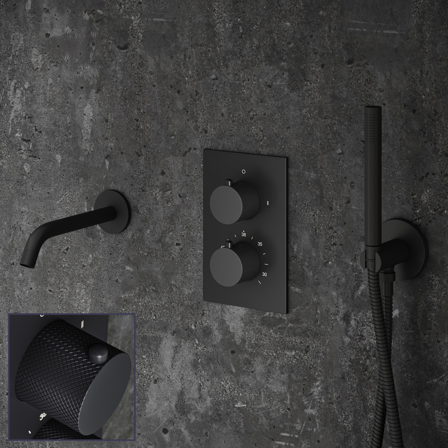 Saniclear Nero Curved inbouw badkraan zwart mat