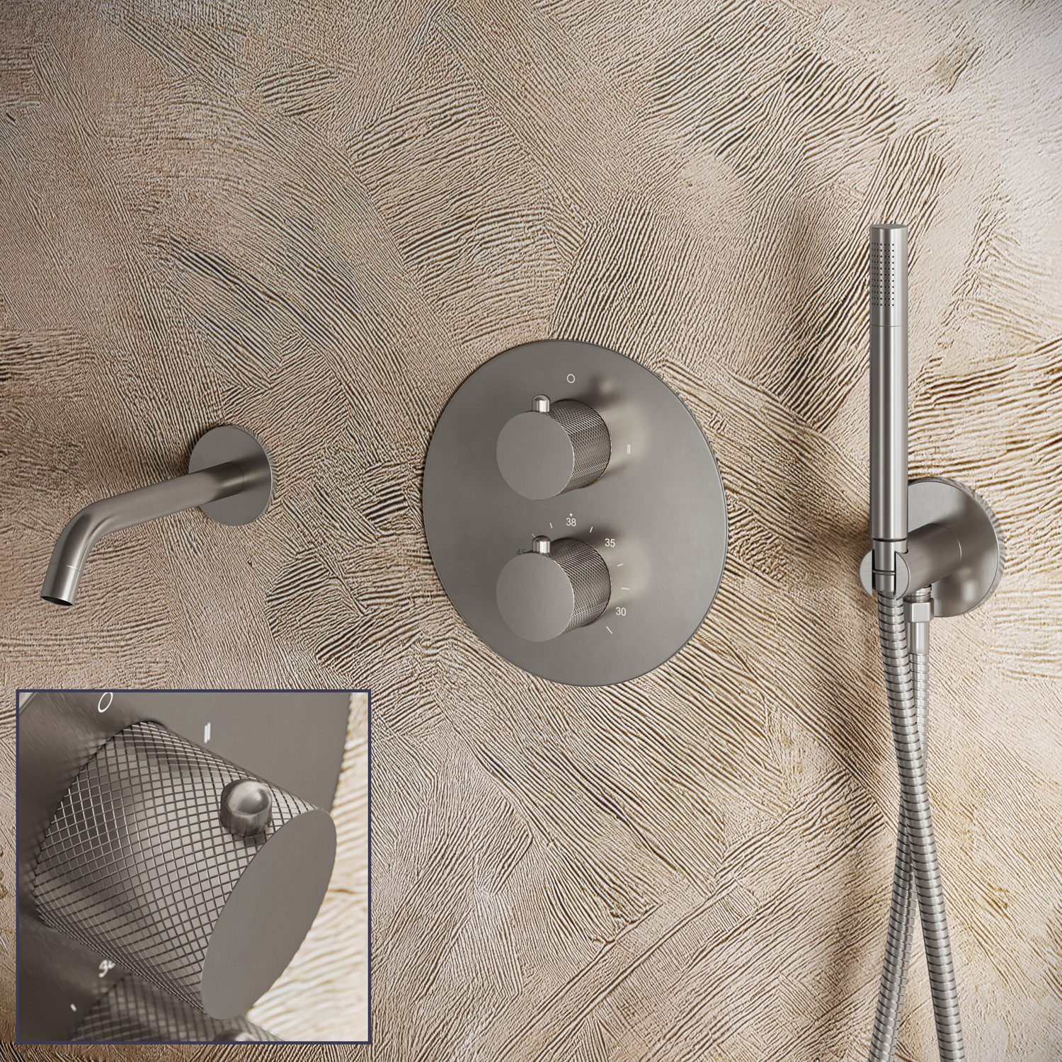 Saniclear Exclusive Curved inbouw badkraan rond RVS