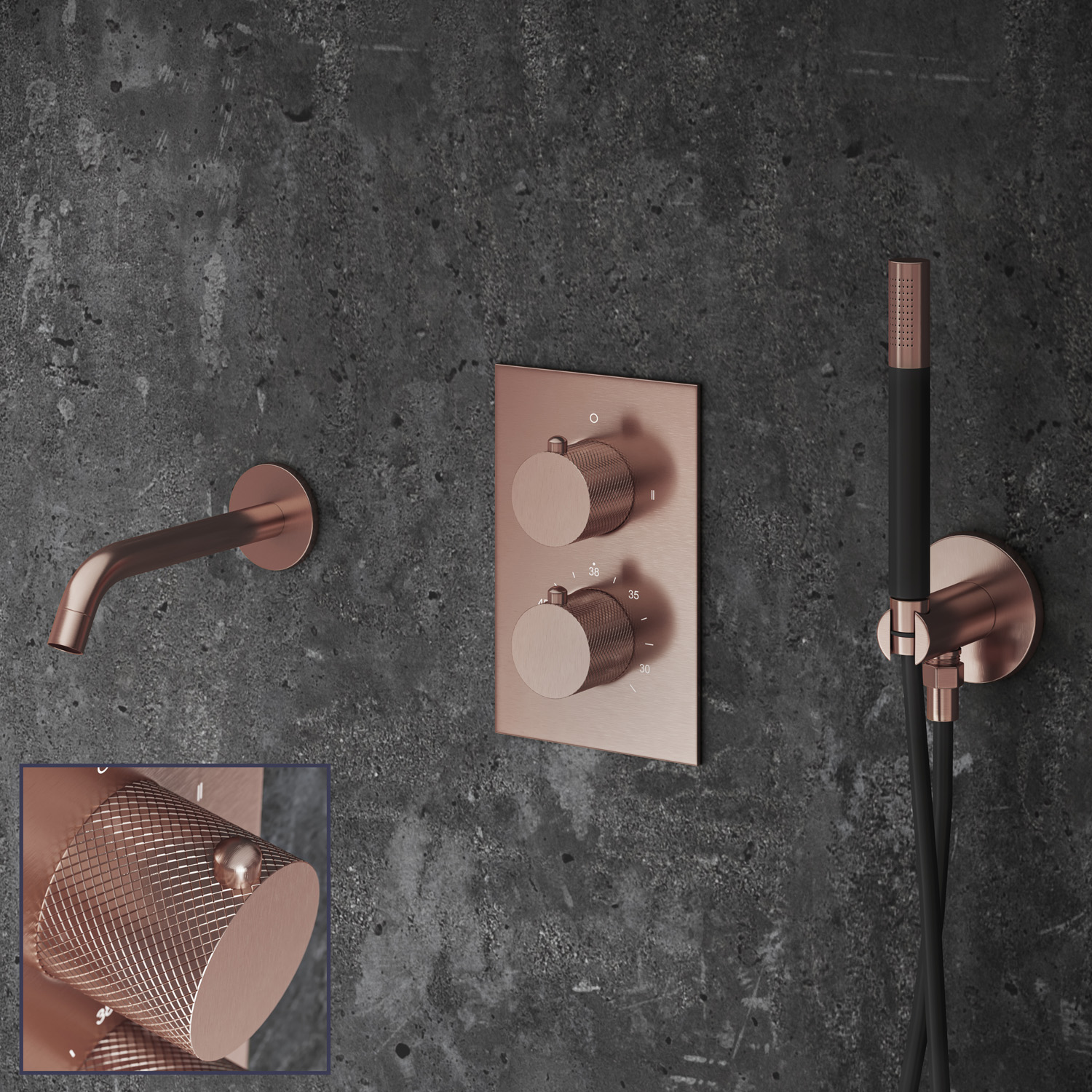 Saniclear Copper Curved Pro inbouw badkraan geborsteld koper