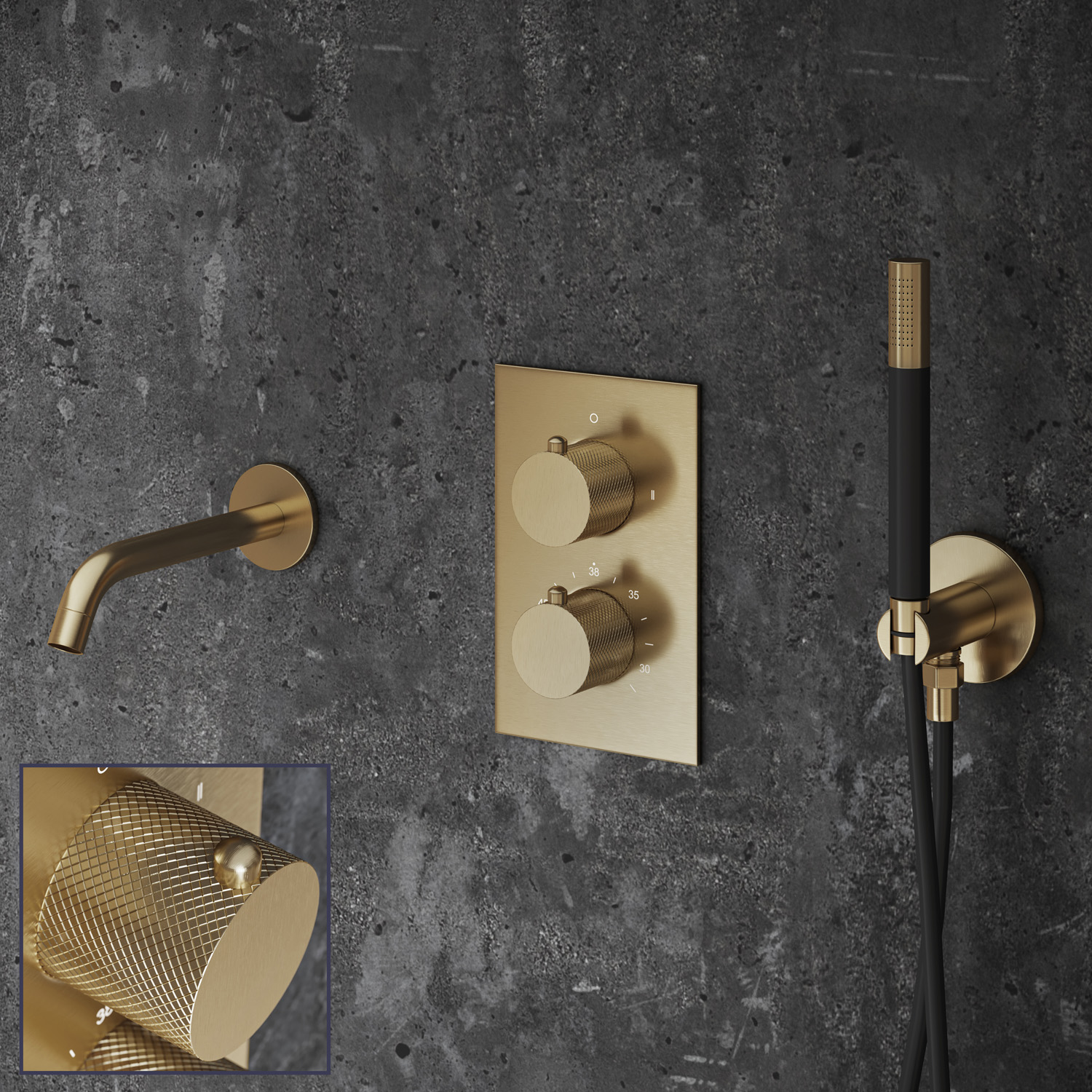 Saniclear Brass Curved Pro inbouw badkraan geborsteld messing - mat goud