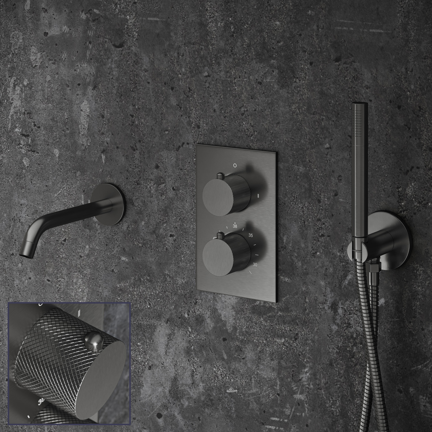 Saniclear Iron Curved Pro inbouw badkraan verouderd ijzer - gunmetal