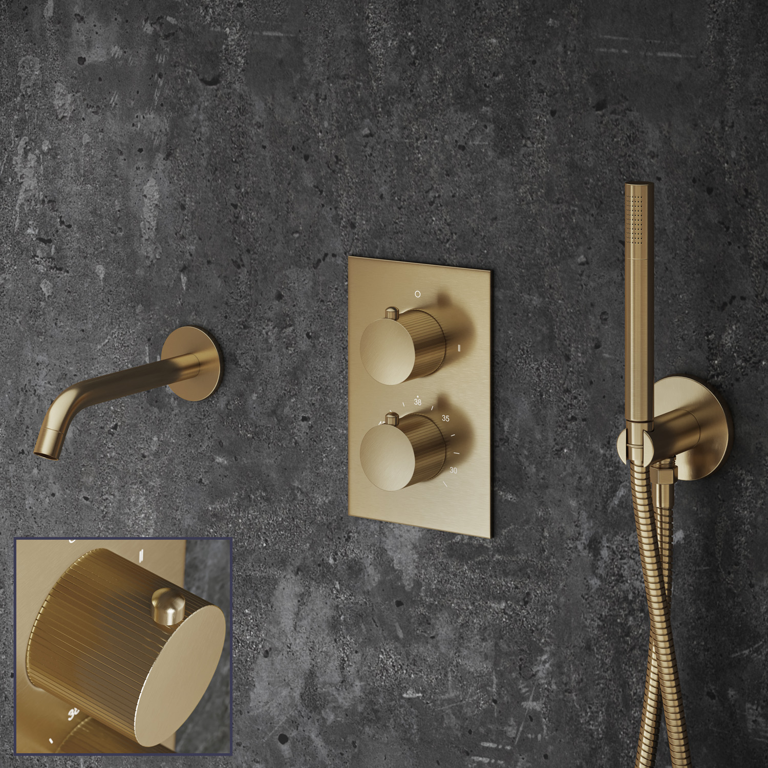 Saniclear Brass Stripes inbouw badkraan geborsteld messing - mat goud