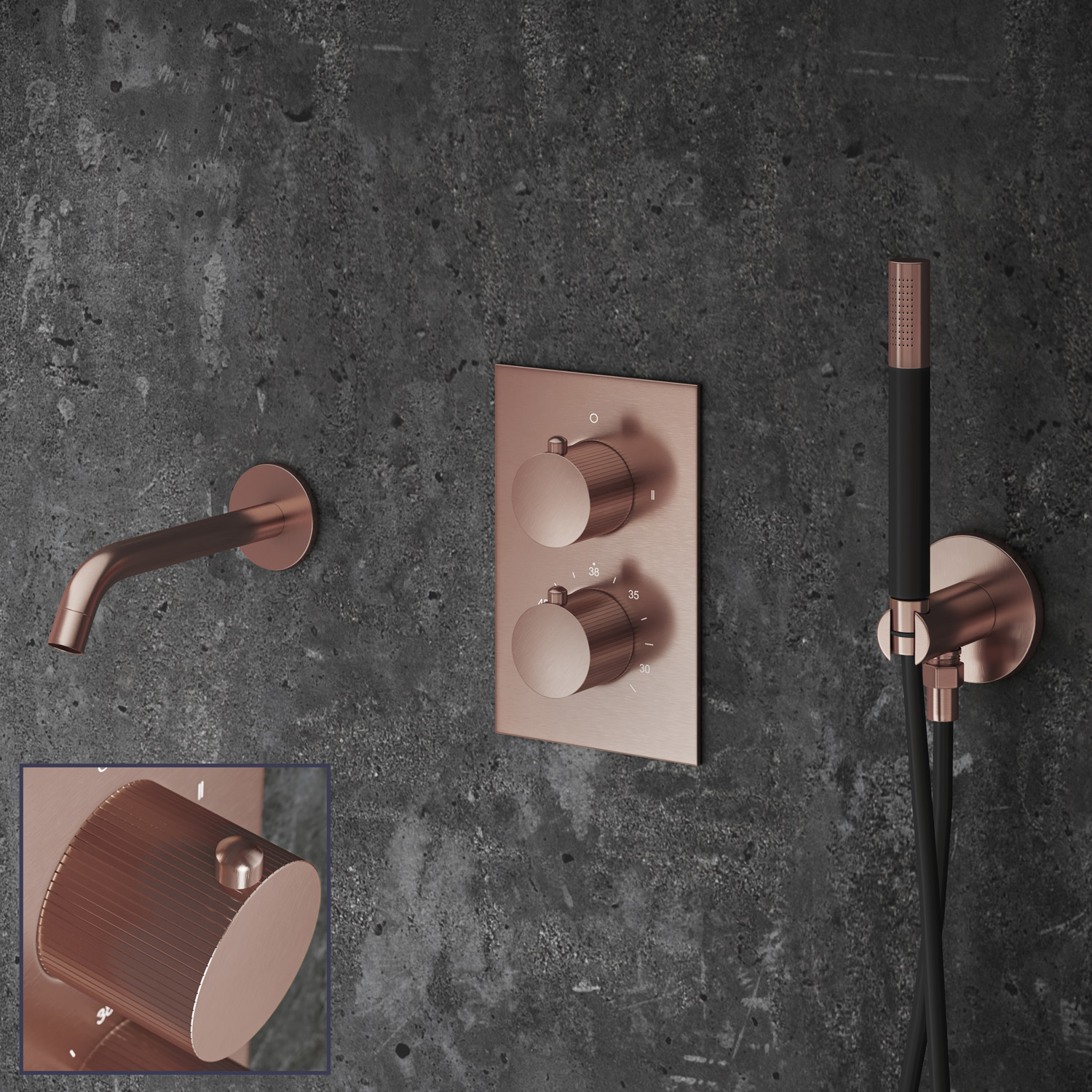 Saniclear Copper Stripes Pro inbouw badkraan geborsteld koper