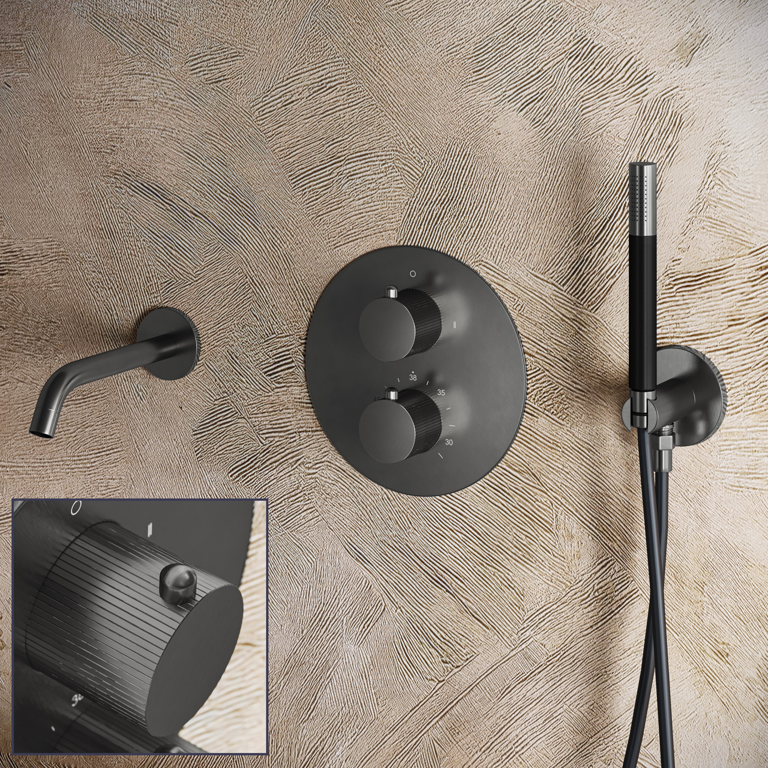 Saniclear Iron Stripes Pro inbouw badkraan rond verouderd ijzer - gunmetal