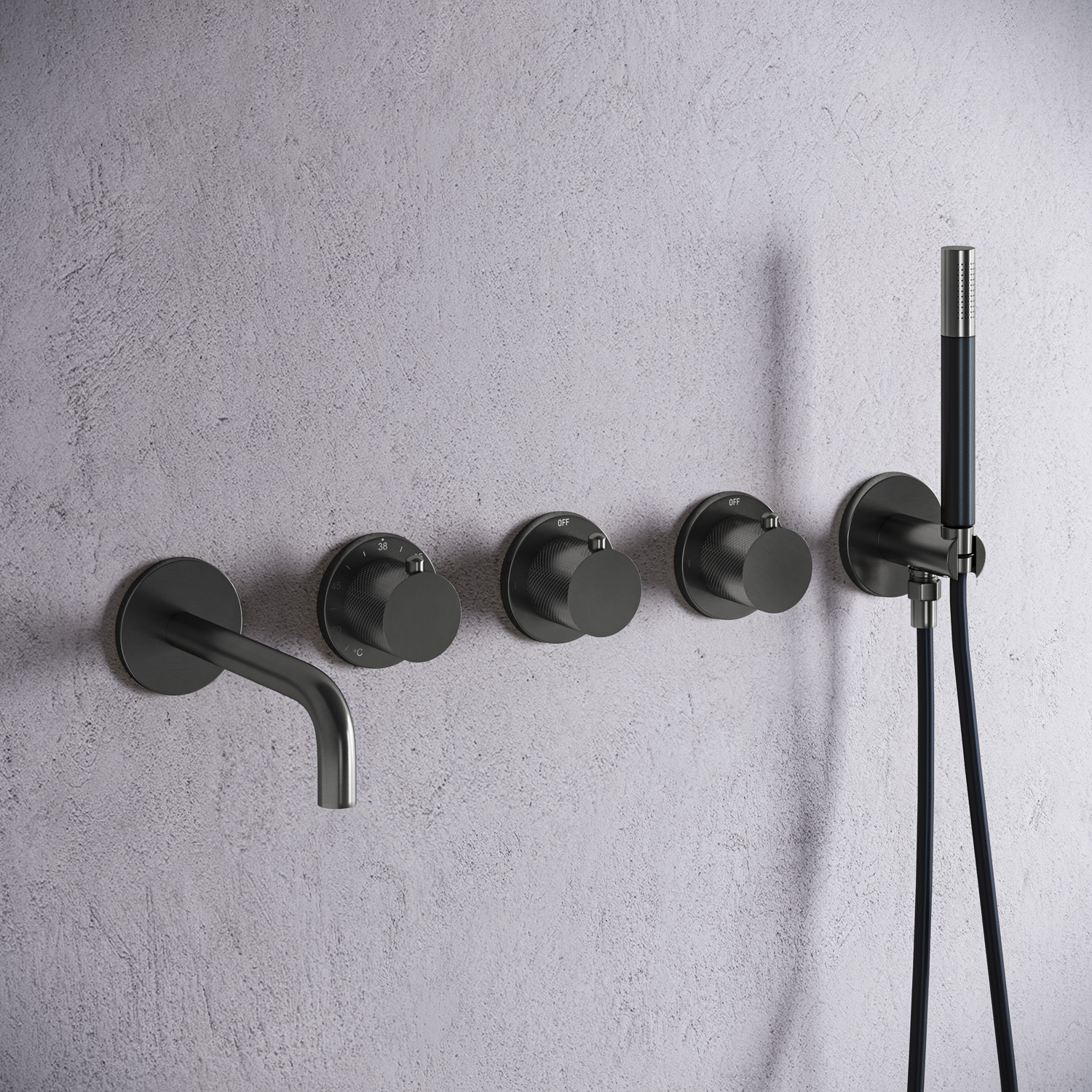 Saniclear Plus Curved Pro inbouw badkraan met 20cm uitloop verouderd ijzer - gunmetal