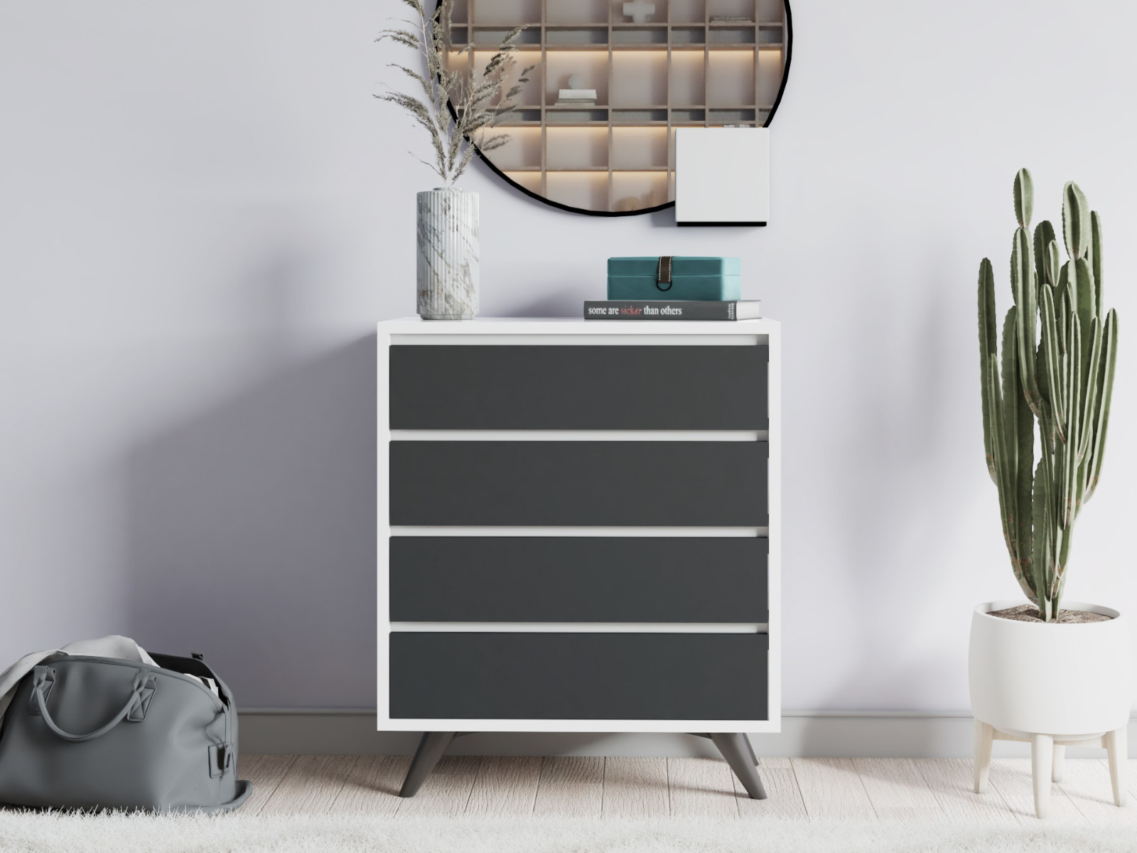 Mobistoxx Commode TUVERA 4 lades wit/antraciet