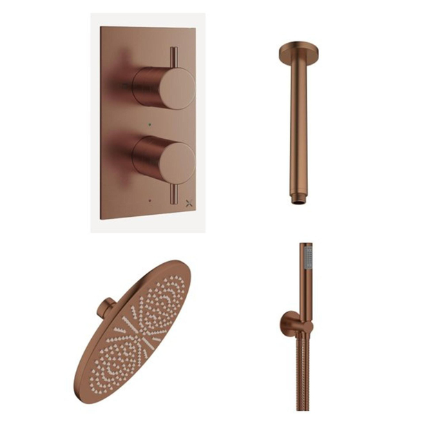 Crosswater MPRO Regendoucheset inbouw - 30cm hoofddouche - staafhanddouche - geborsteld brons SW928170 SW928237 SW928126 SW928080 SW385437