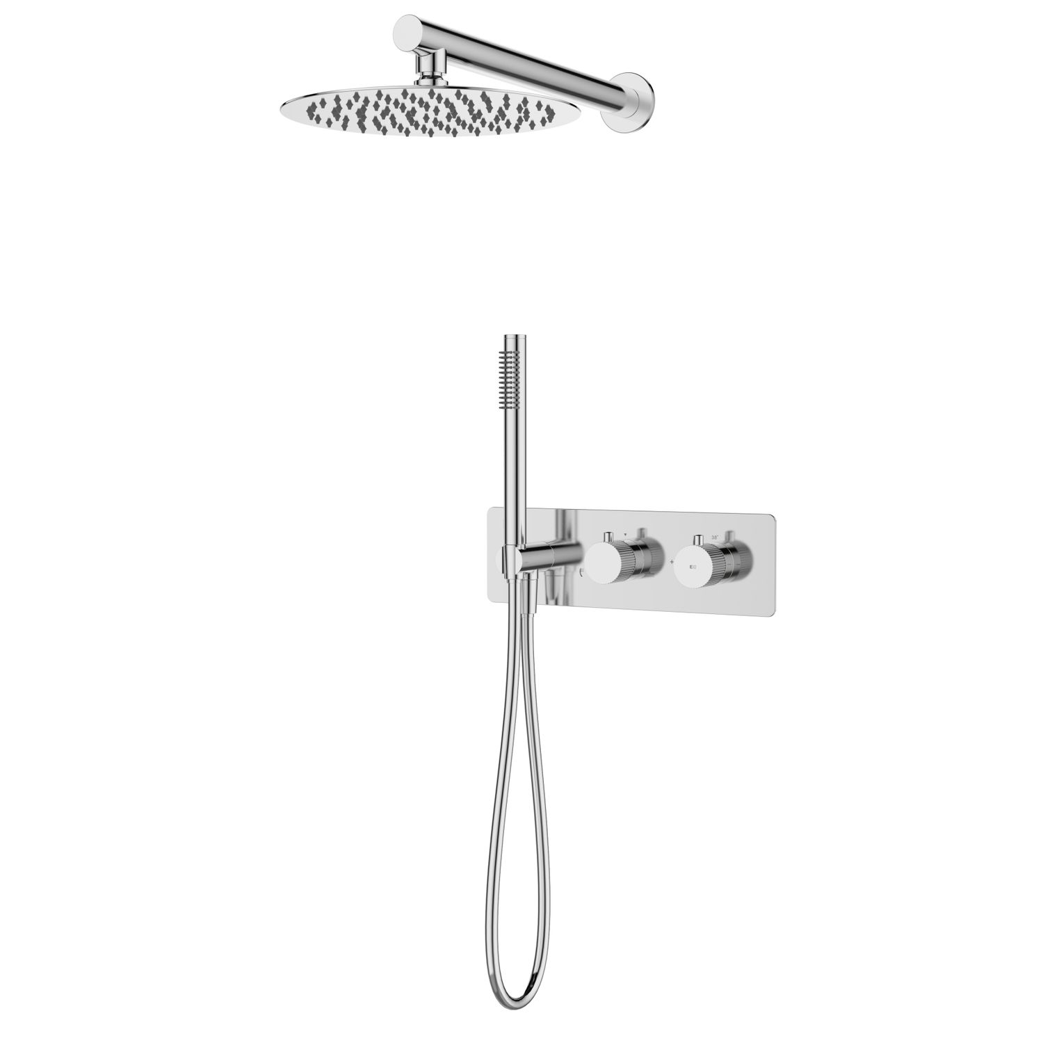 ESSEBAGNO Regendouche Envol - Met Thermostatische Kraan - Chroom - Met Handdouche - 2-straals - Waterbesparend