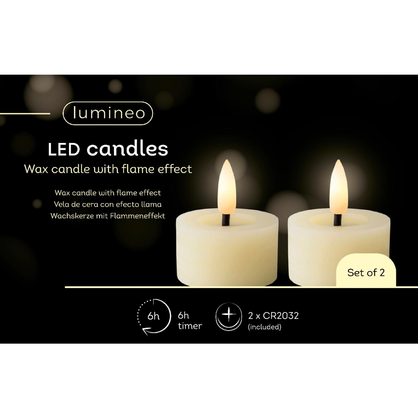 Lumineo LED Theelichtset wax crème Ø4,4xH5,2cm