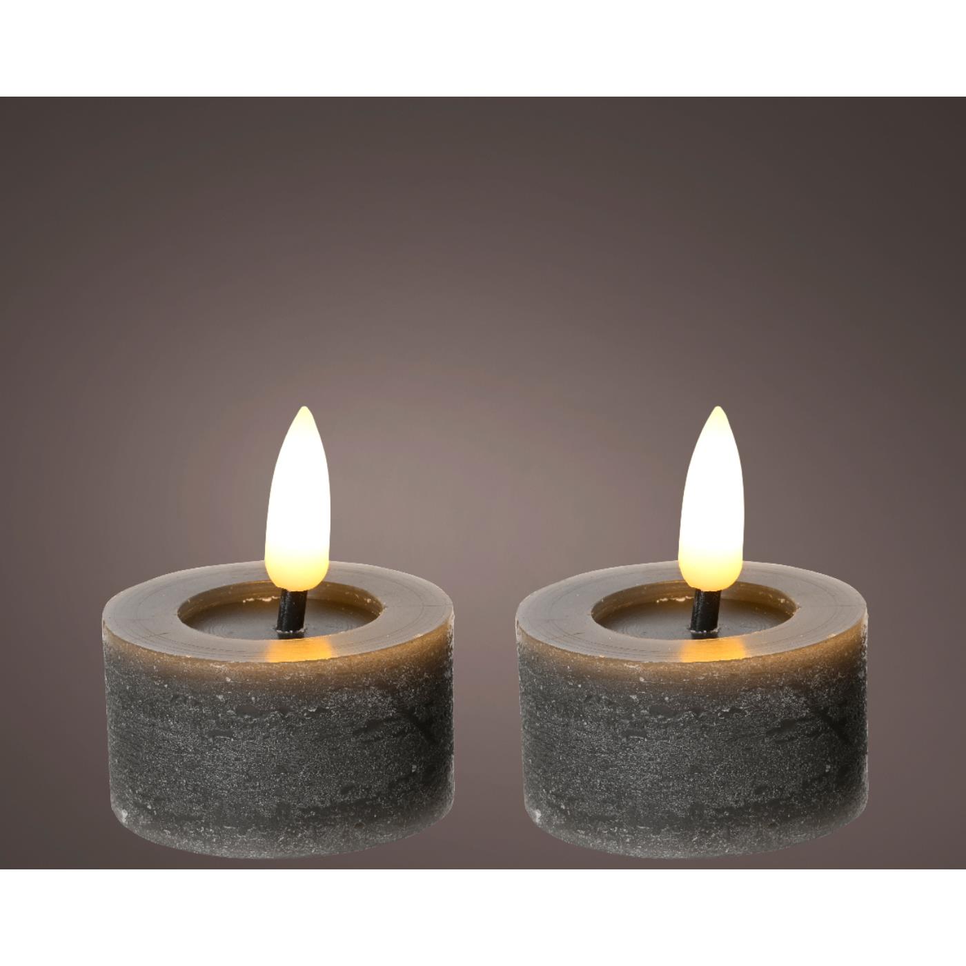 Lumineo LED Theelichtset wax grijs Ø4,4xH5,2cm