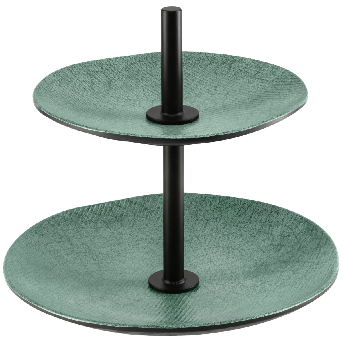Vega Etagère Tuska 2-etages; 26x24.8 cm (ØxH); groen/grijs/zwart; rond