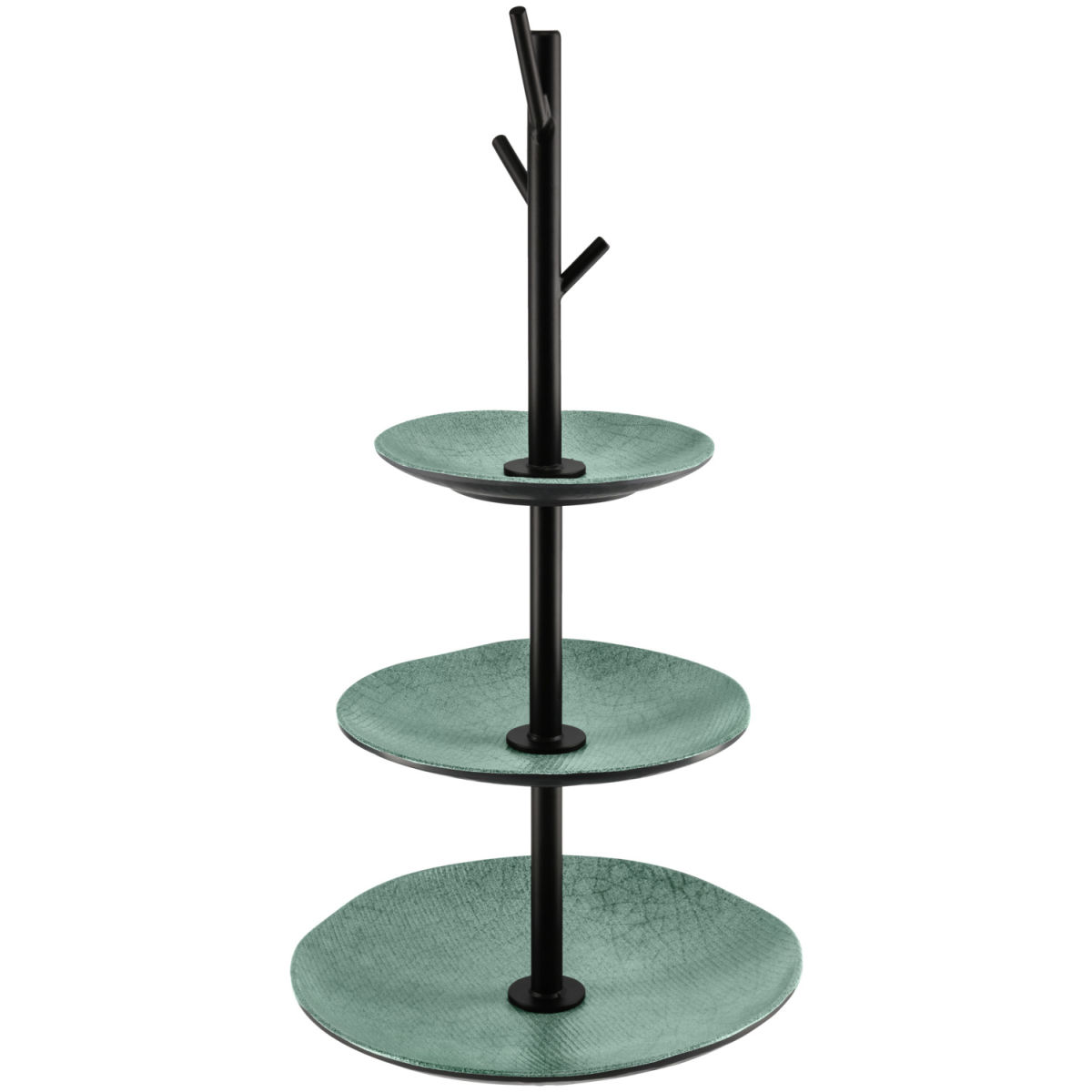 Vega Etagère Tuska 3-etages; 26x54.4 cm (ØxH); groen/grijs/zwart; rond