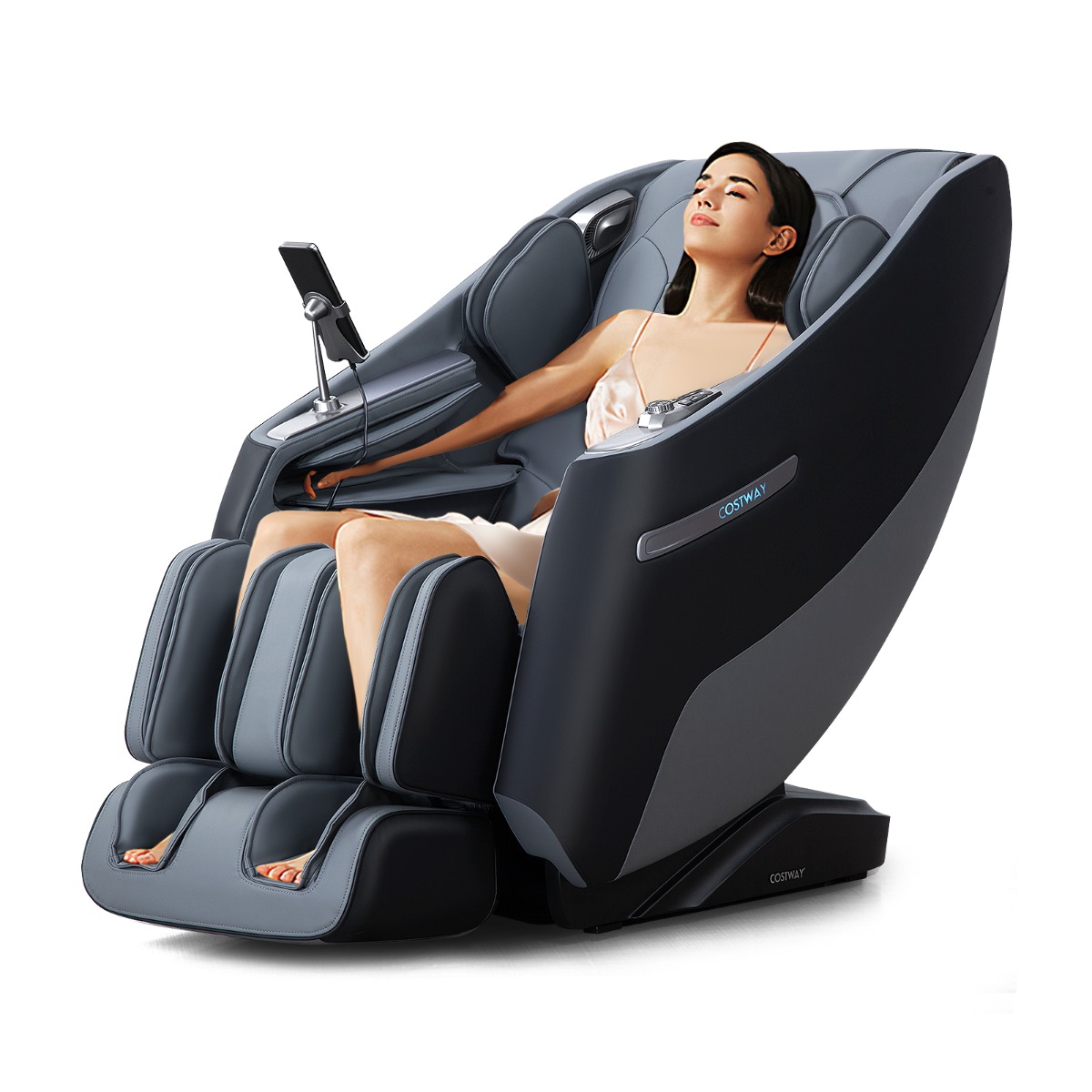 Costway Massagesofa Zero Gravity SL Track Shiatsu Massagestoel met Verwarming & Luchtdrukmassage Zwart