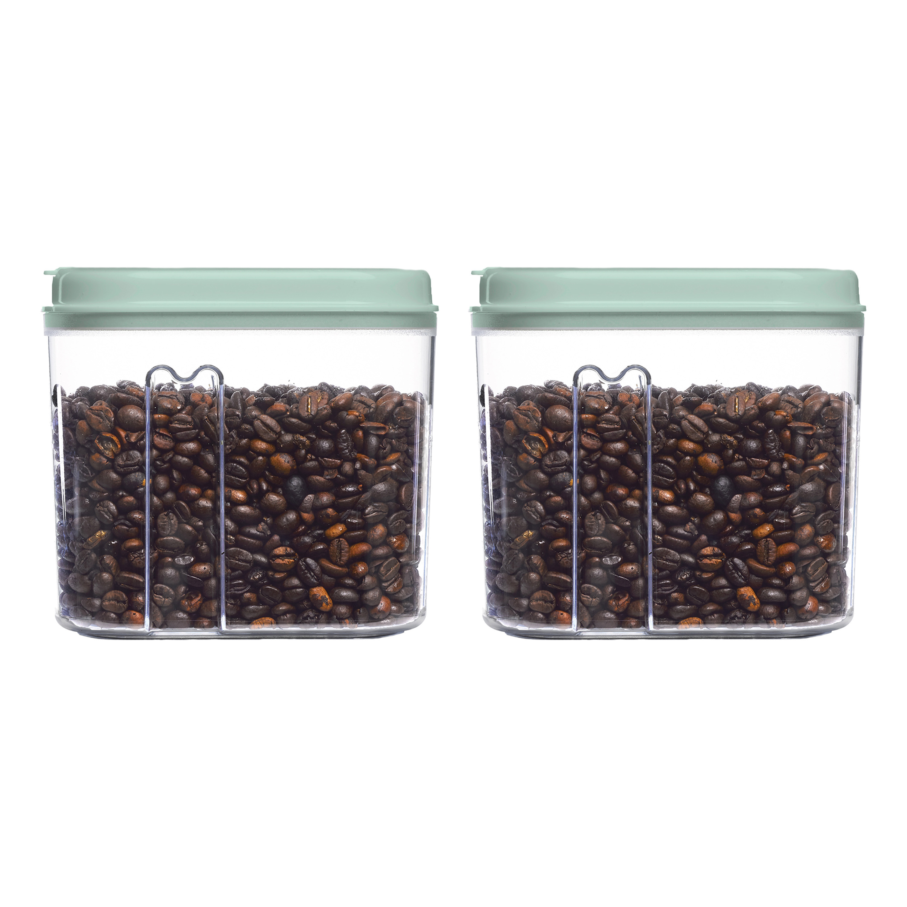 PlasticForte Voedselcontainer strooibus - 2x - mintgroen - 1000 ml - kunststof - 15 x 8 x 14 cm - voorraadpot -
