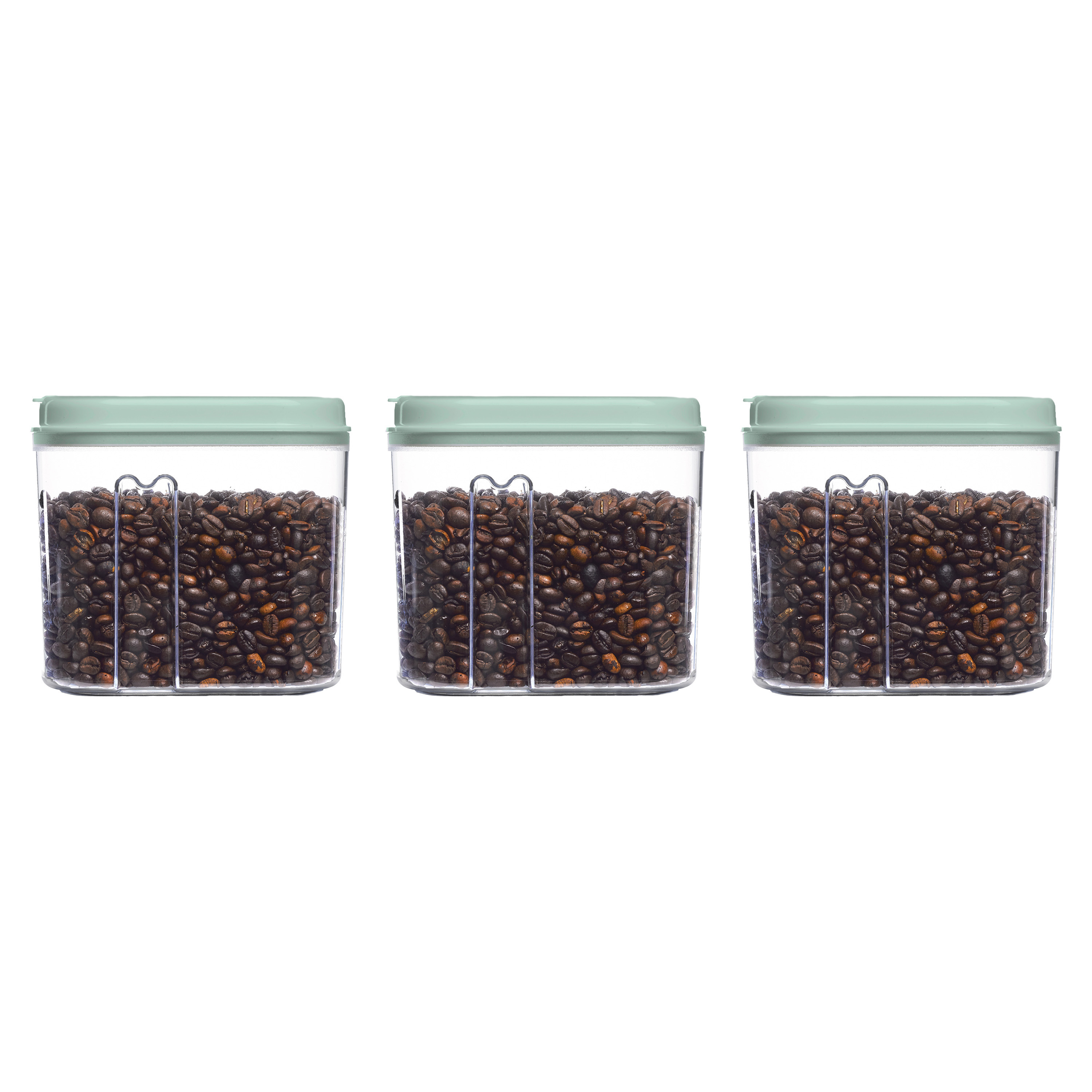 PlasticForte Voedselcontainer strooibus - 3x - mintgroen - 1000 ml - kunststof - 15 x 8 x 14 cm - voorraadpot -