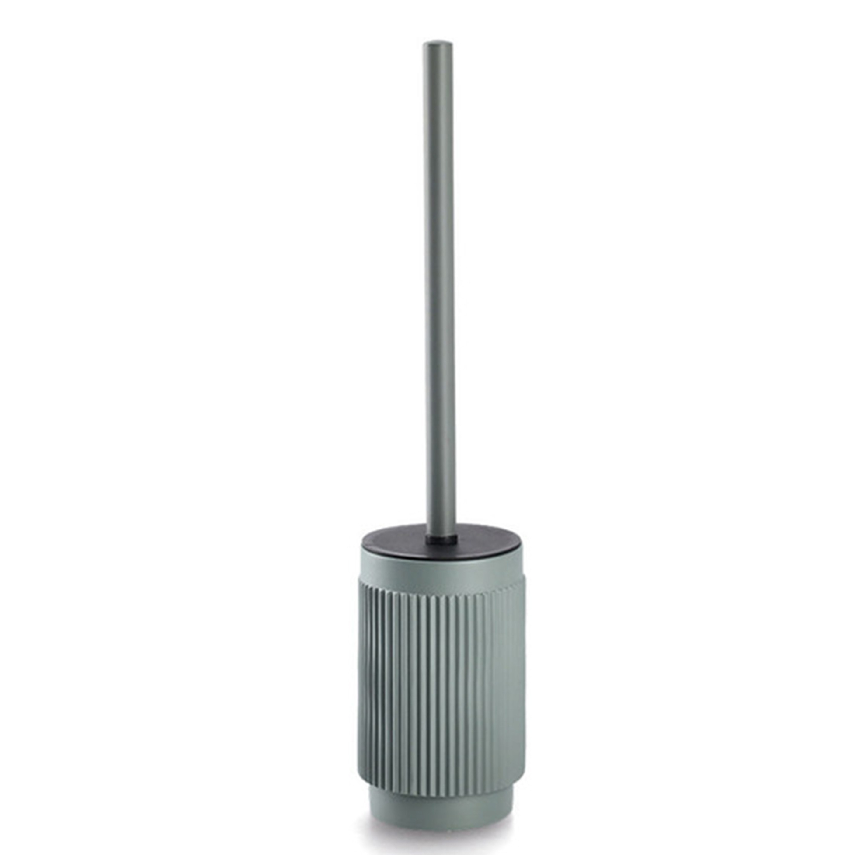 Zeller Toiletborstel Stripes - in houder - kunststeen - groen - rond - 10 x cm -