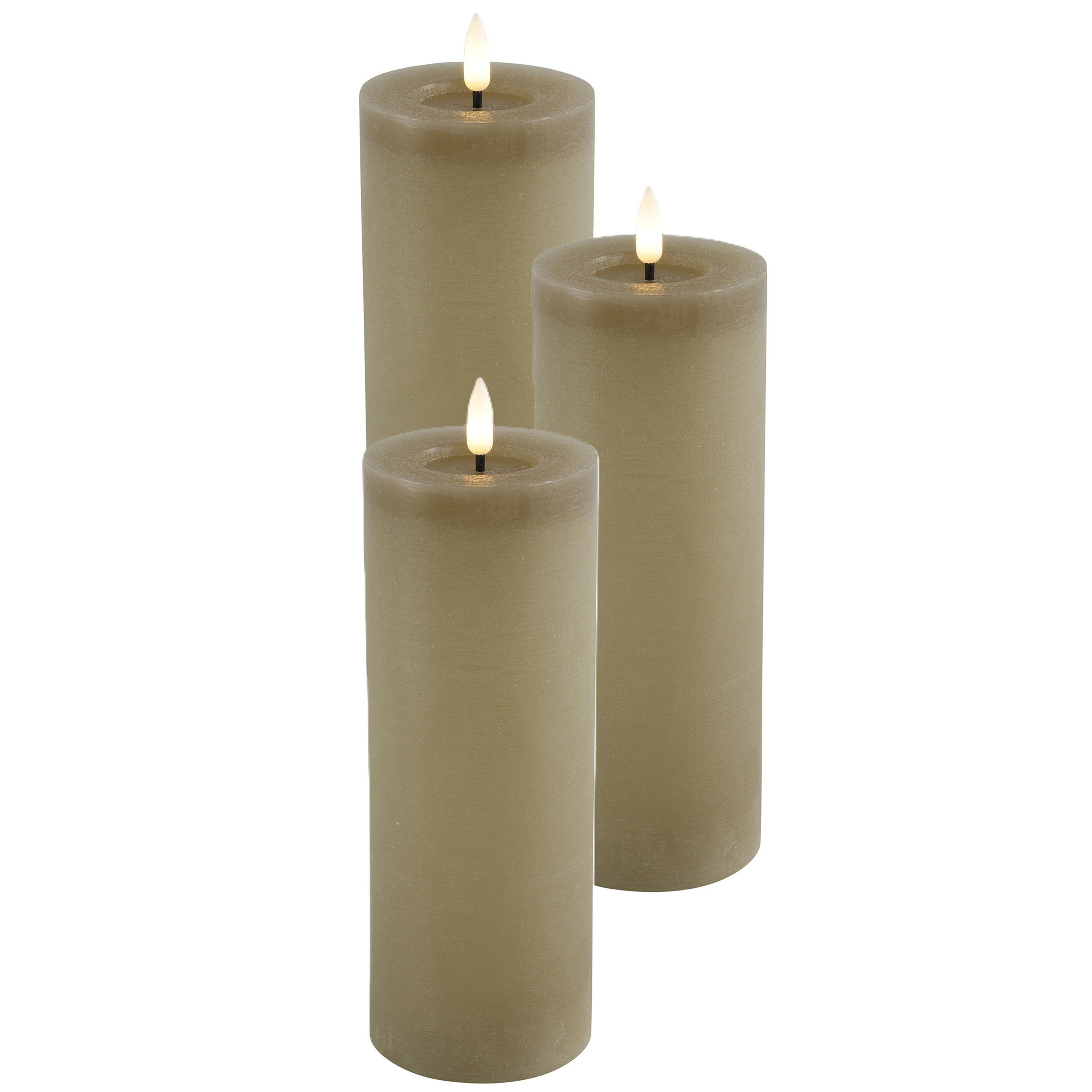 Countryfield LED kaars/stompkaars - 3x - beige - D7,5 x H20 cm - timer -