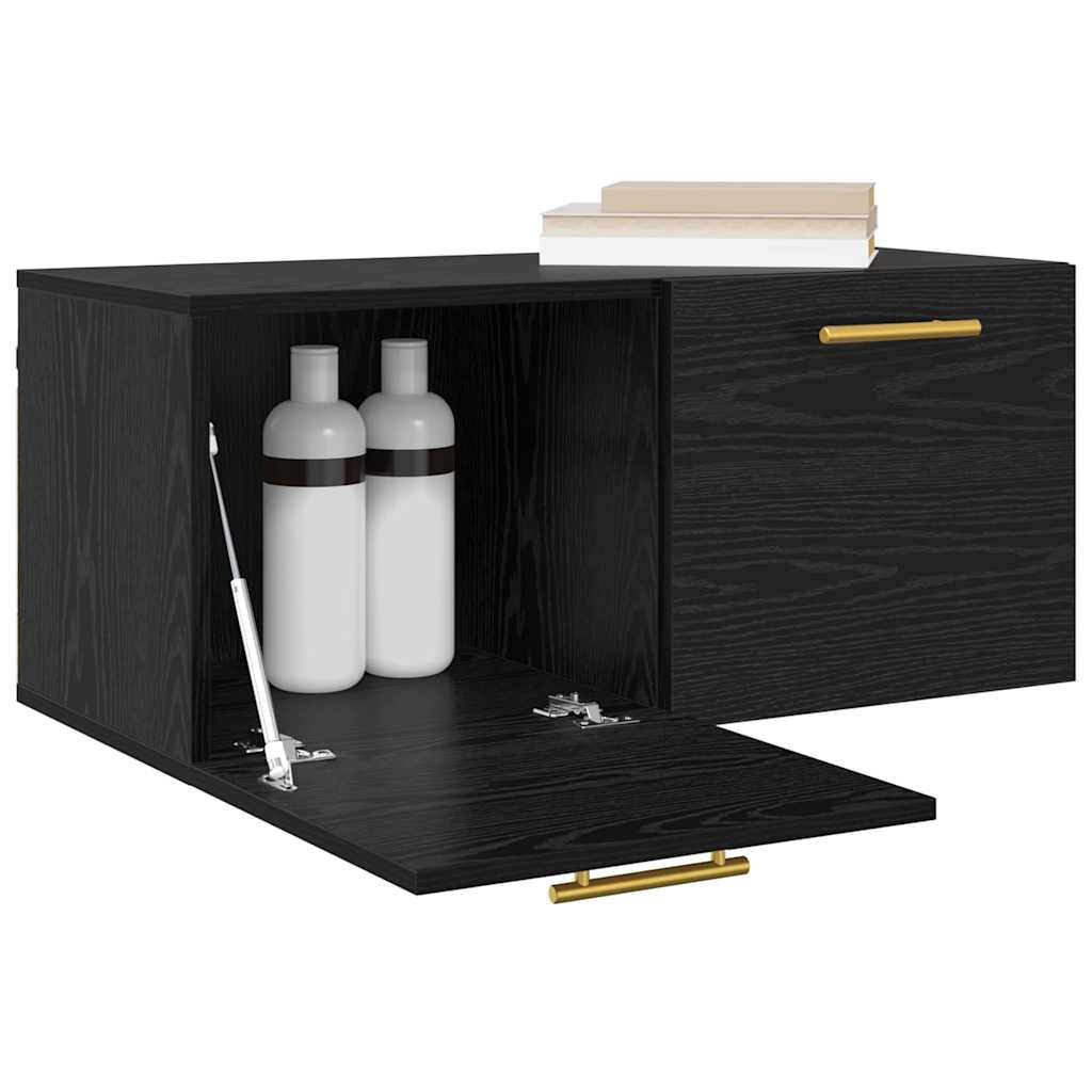 vidaXL Wandkast Zwart eiken 80 x 36.5 x 35 cm Bewerkt hout
