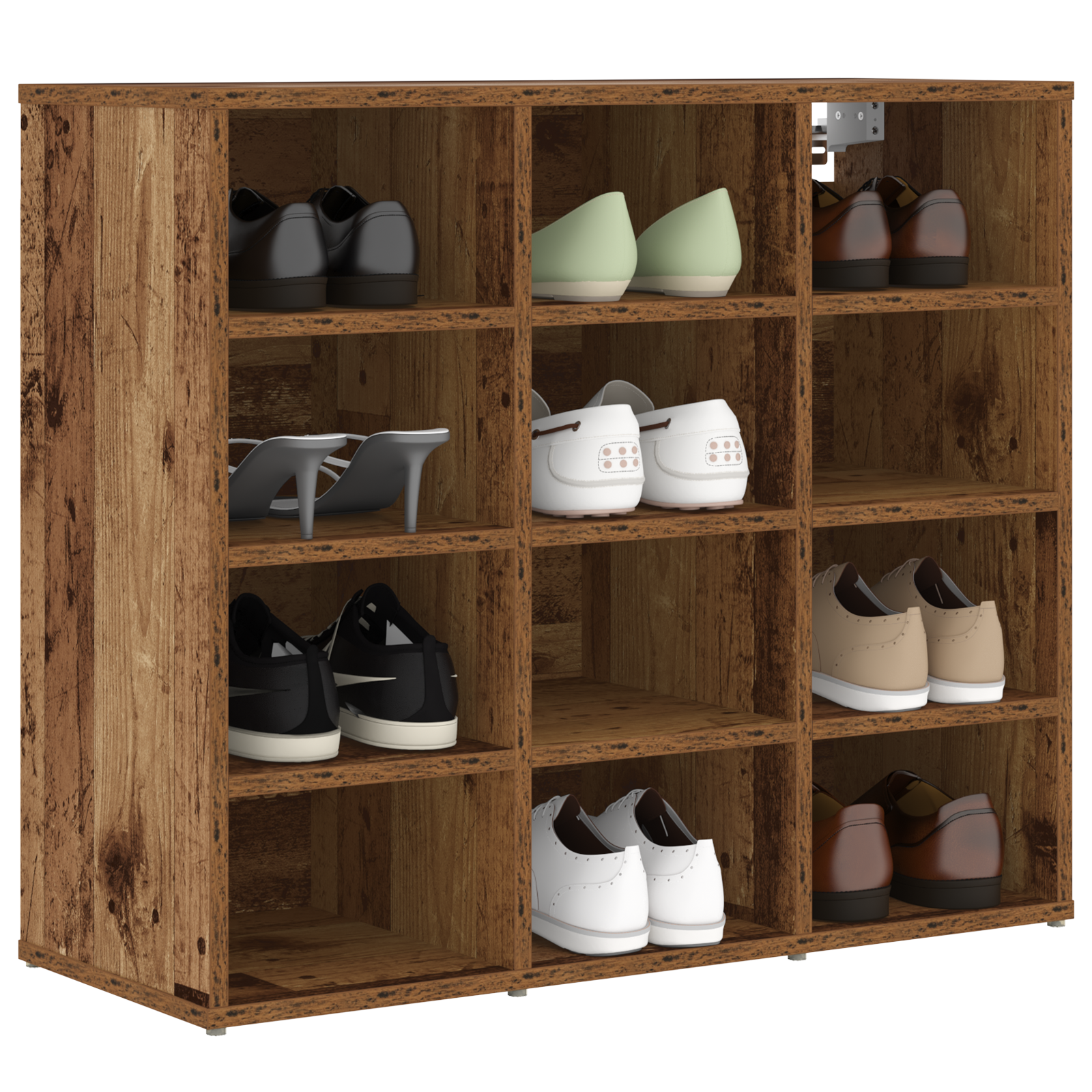 vidaXL Schoenenkast met plank Oud hout 77.5 x 30 x 67 cm Bewerkt hout