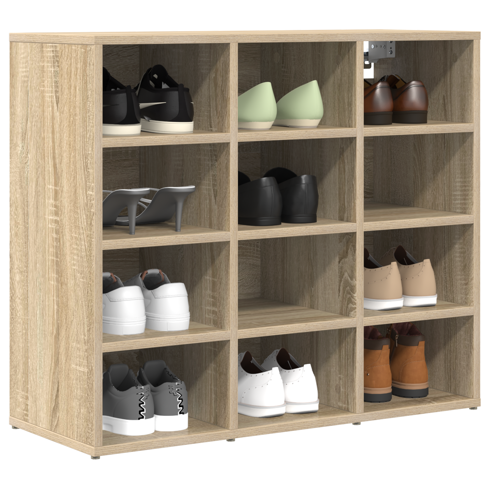 vidaXL Schoenenkast Sonoma eiken 77.5 x 30 x 67 cm Bewerkt hout