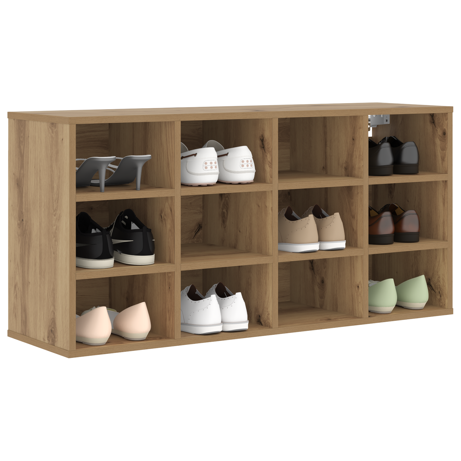 vidaXL Schoenenkast artisanaal eikenkleurig 103x30x51 cm Bewerkt hout