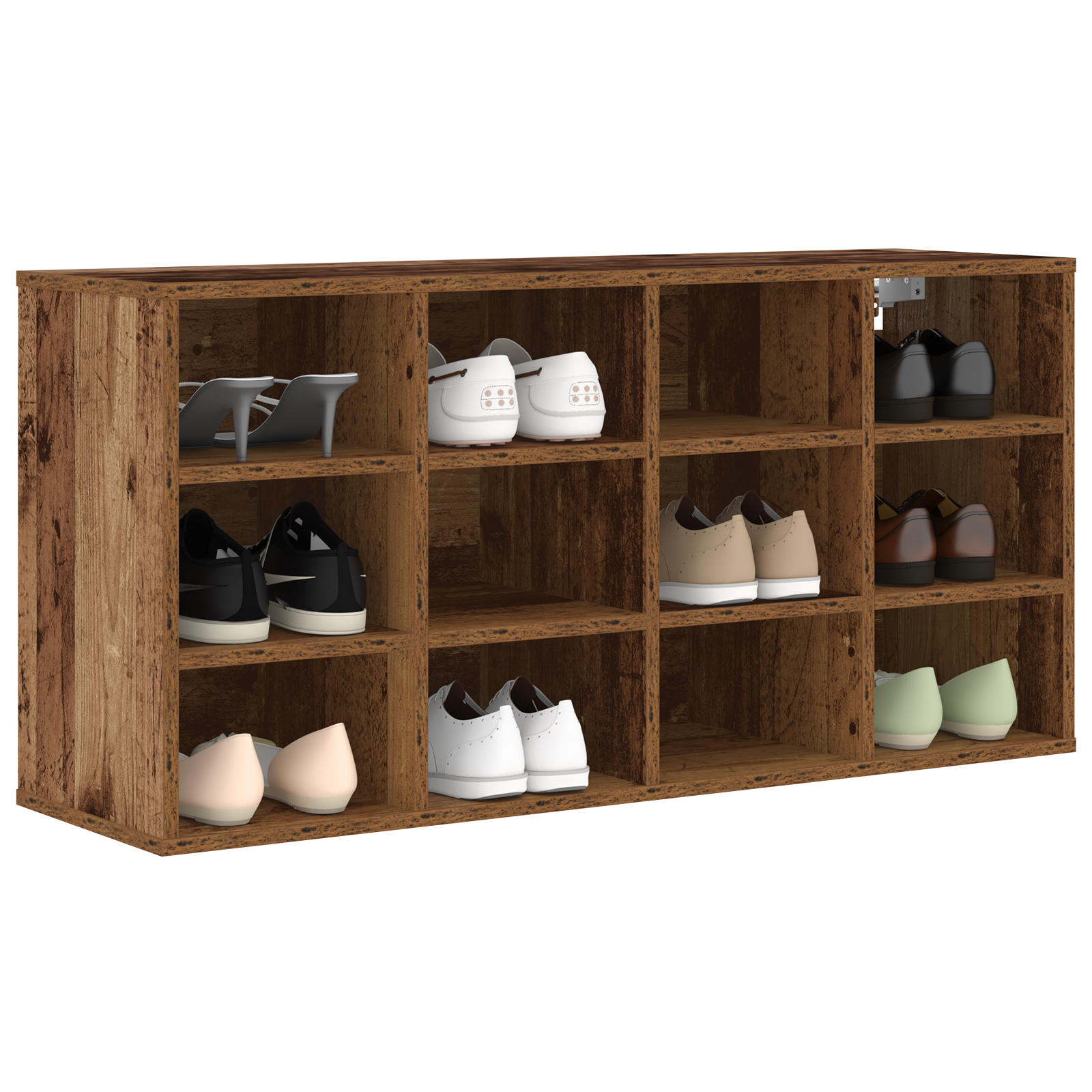 vidaXL Schoenenkast met plank Oud hout 103 x 30 x 51 cm Bewerkt hout