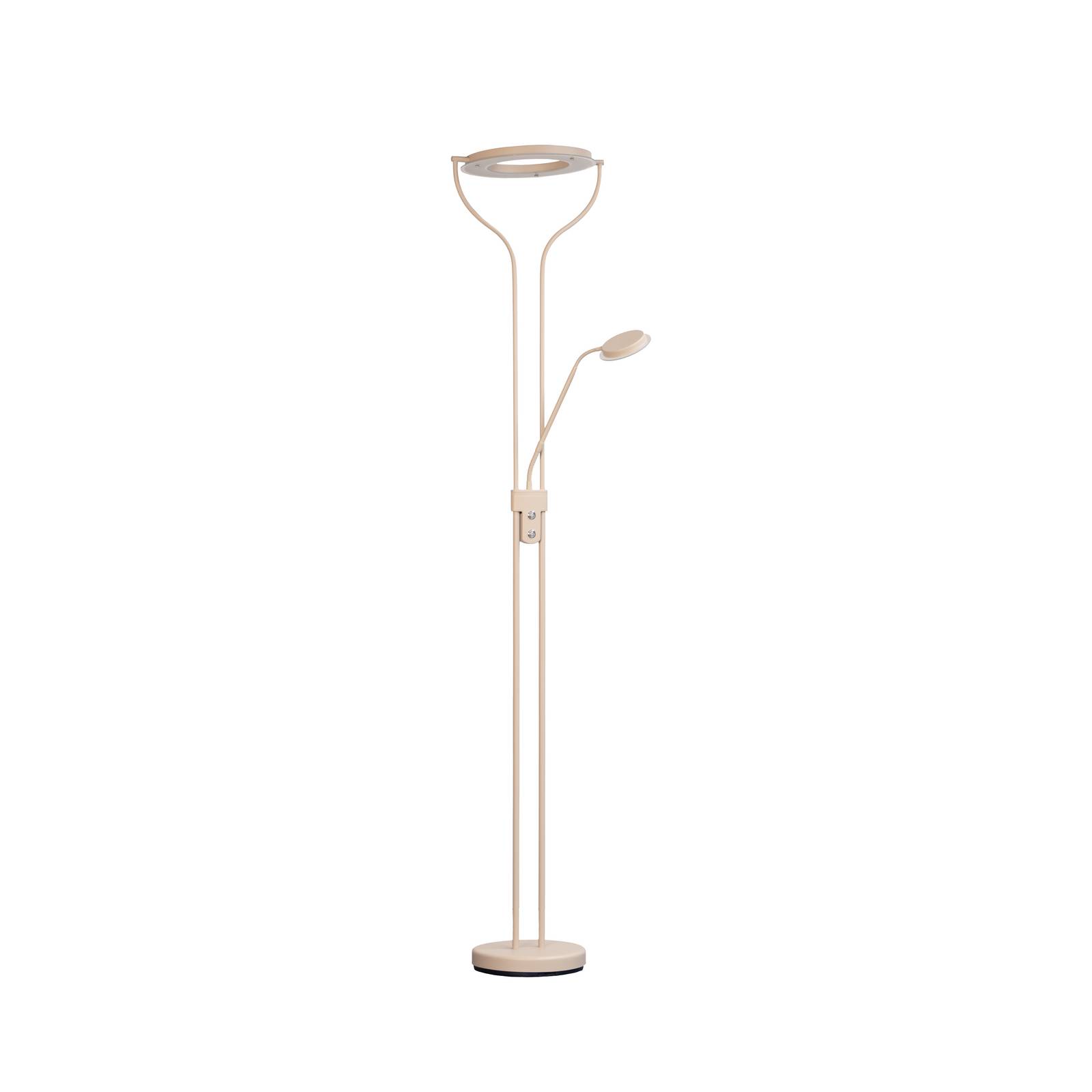 FISCHER & HONSEL LED vloerlamp Davos, zandkleurig, hoogte 180 cm, 2-lamps, CCT