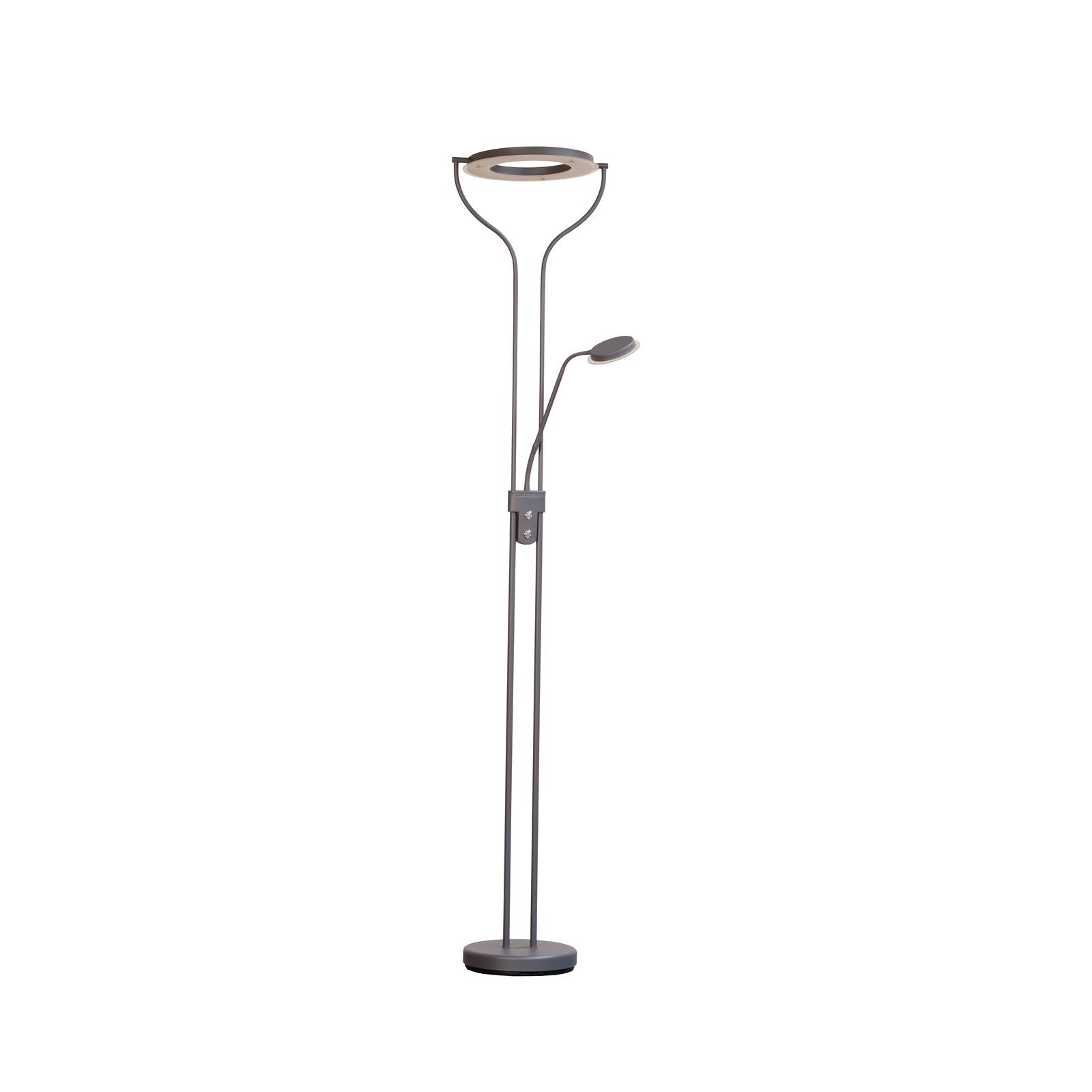 FISCHER & HONSEL LED vloerlamp Davos, zandgrijs, hoogte 180 cm, 2-lamps, CCT