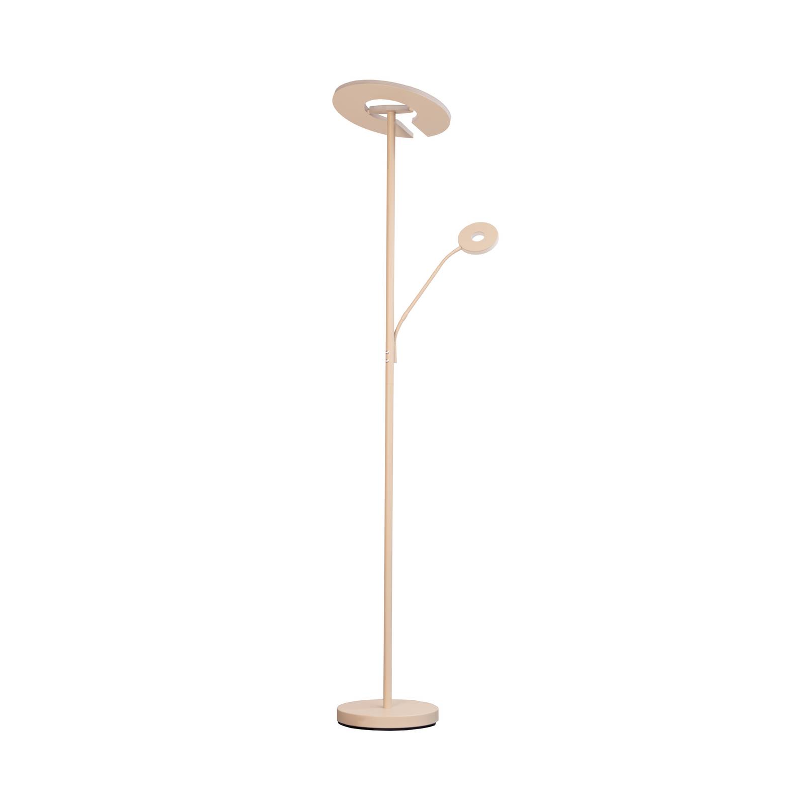 FISCHER & HONSEL LED vloerlamp Dent, zandkleurig, 180 cm, metaal, CCT 2-lamps.