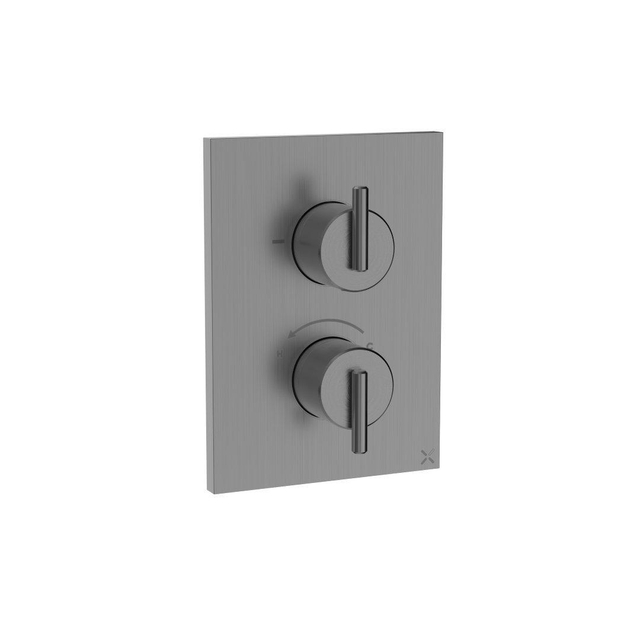 Crosswater 3ONE6 Inbouwthermostaat - thermostatisch - 2 functie - met inbouwdeel - slate (gunmetal) TLCB1500LBPST