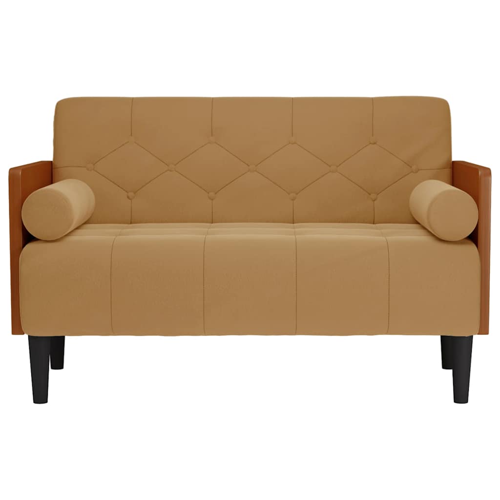 vidaXL Loveseat bank met bolsters bruin 110 cm fluweel