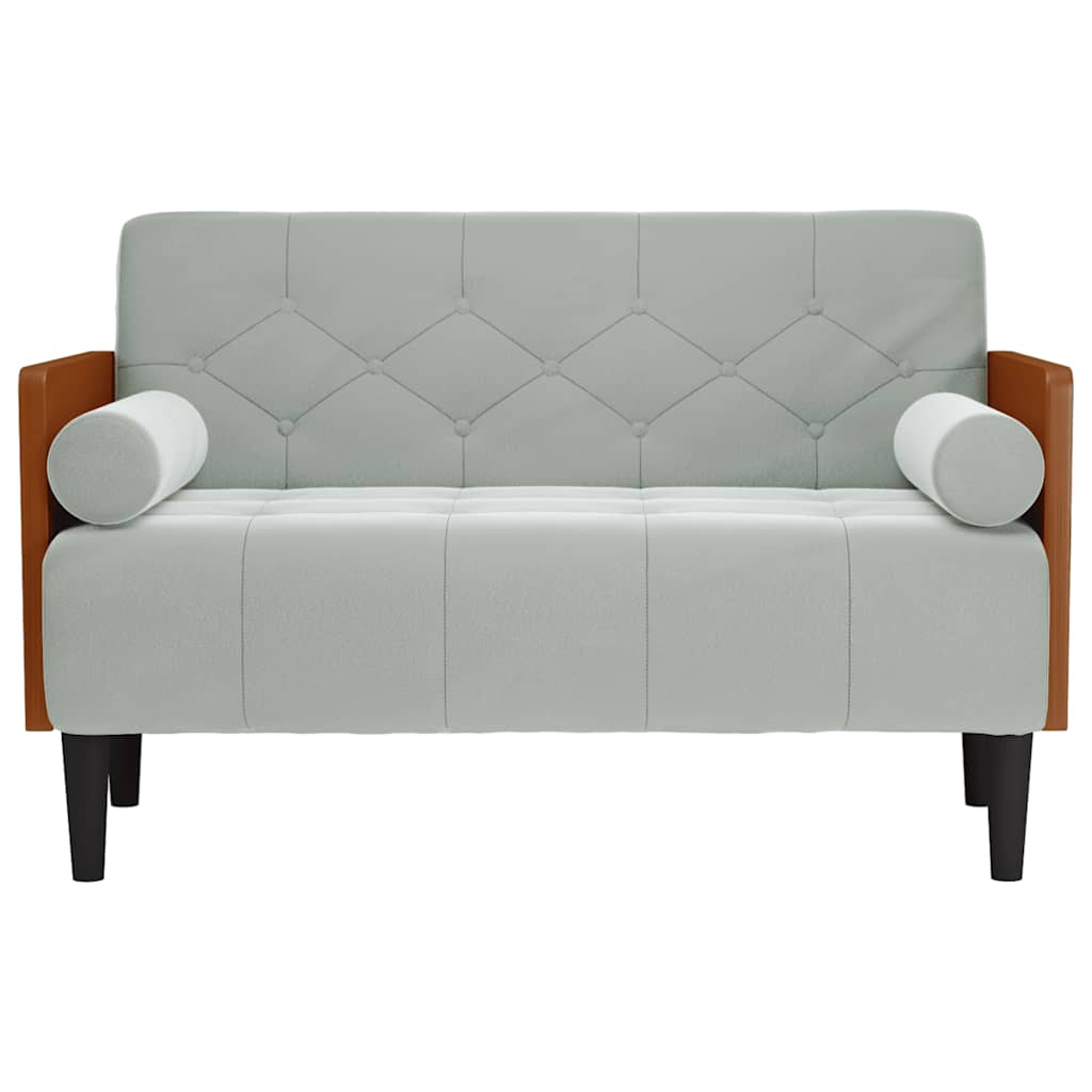 vidaXL Loveseat bank met bolsters kussens lichtgrijs 110 cm fluweel