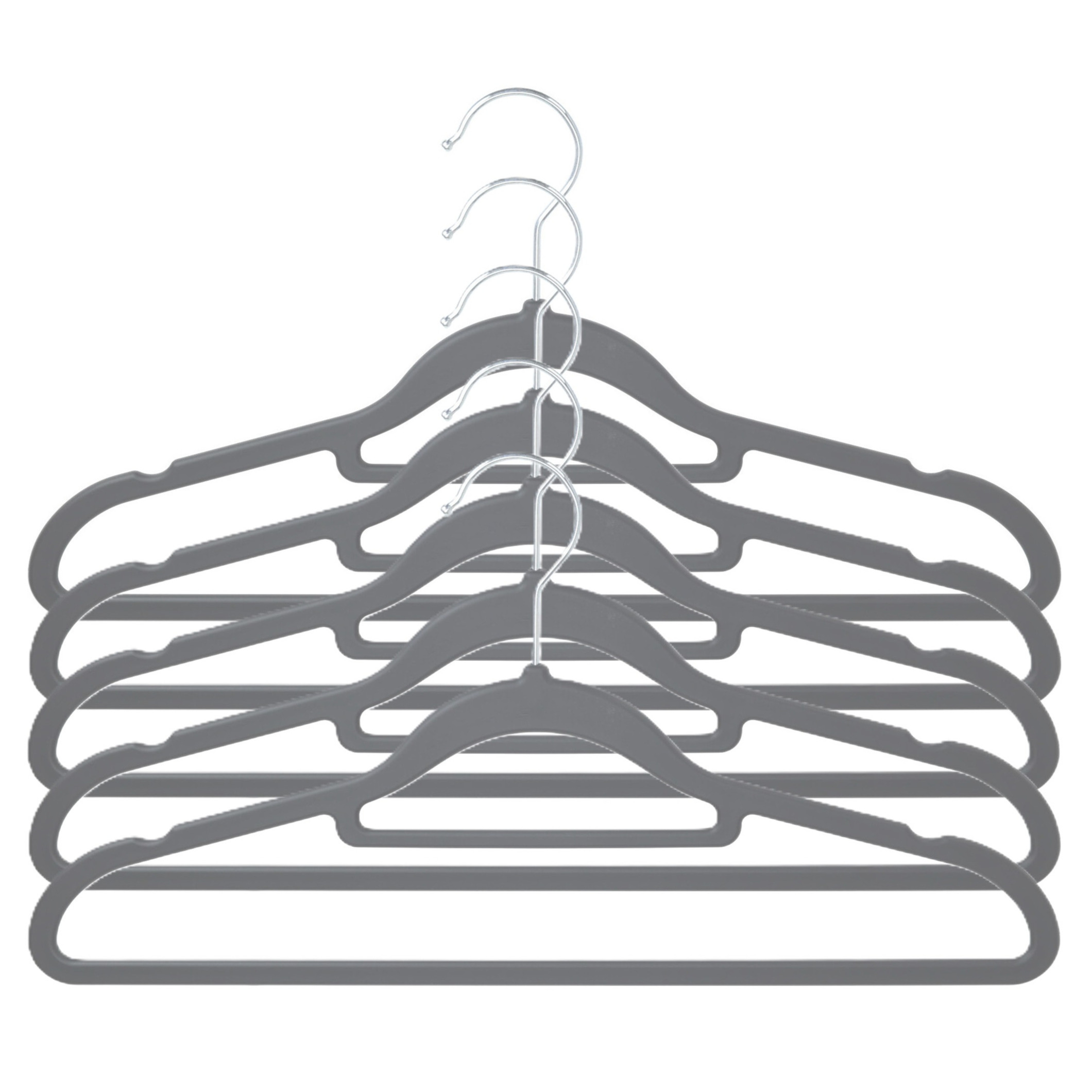 Storage Solutions Kledinghangers anti-slip - 30x - kunststof - met broekstang - grijs -