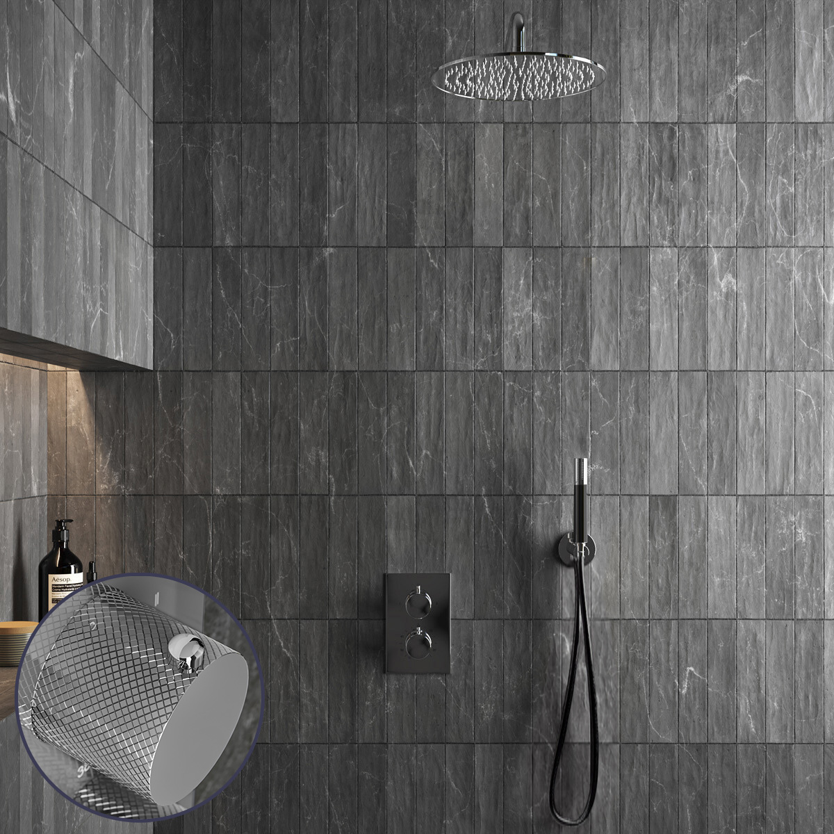 Saniclear Talpa Curved Pro inbouw regendouche met 30cm hoofddouche en muurarm chroom