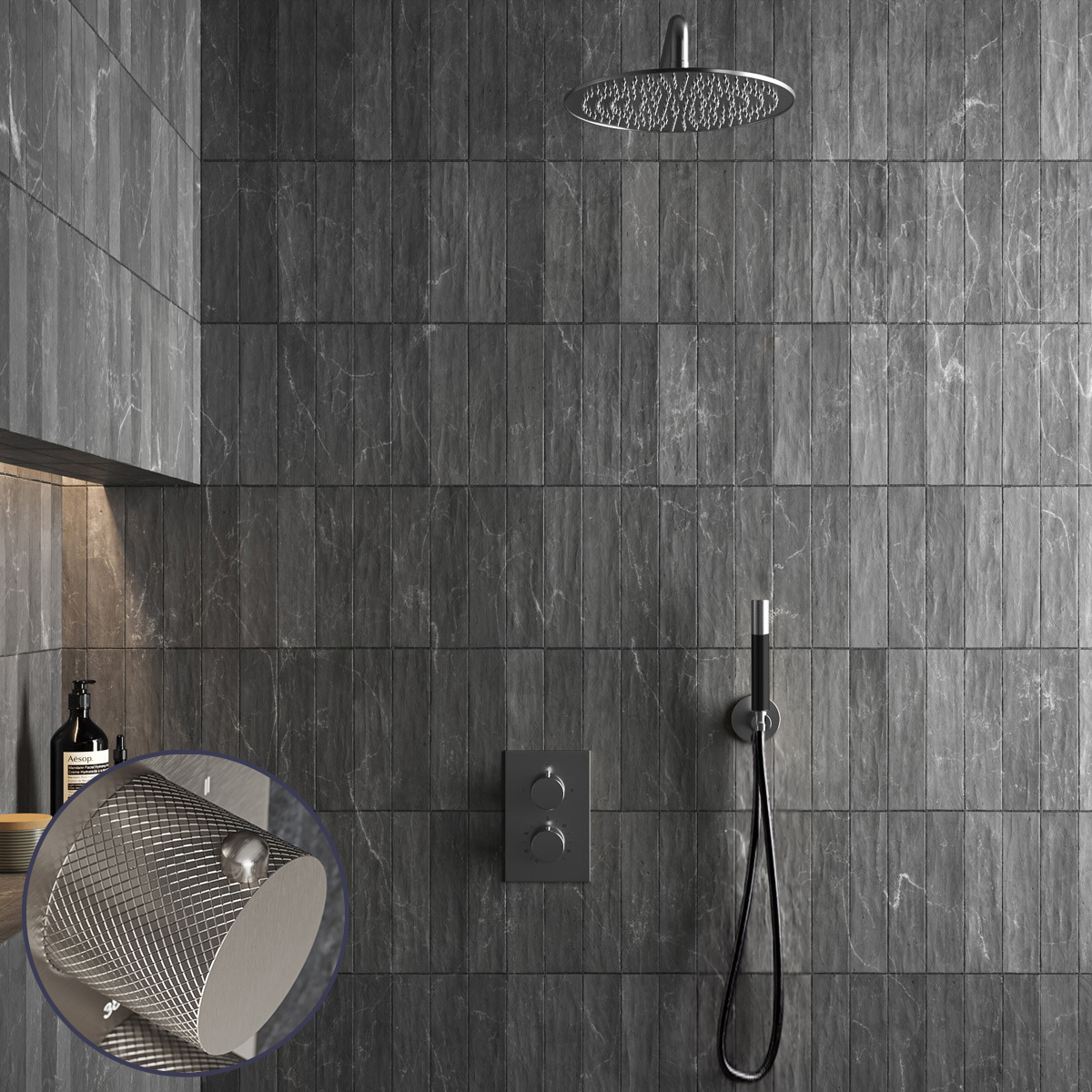 Saniclear Exclusive Curved Pro inbouw regendouche met 30cm hoofddouche en muurarm RVS