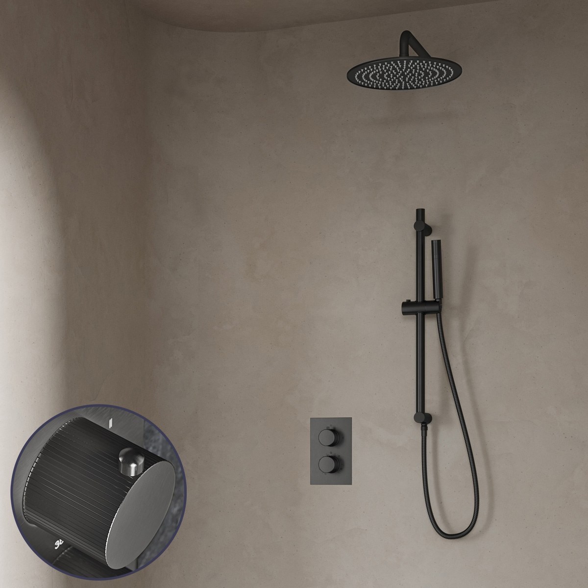 Saniclear Iron Stripes inbouw regendouche met 30cm hoofddouche, muurarm en glijstang verouderd ijzer - gunmetal