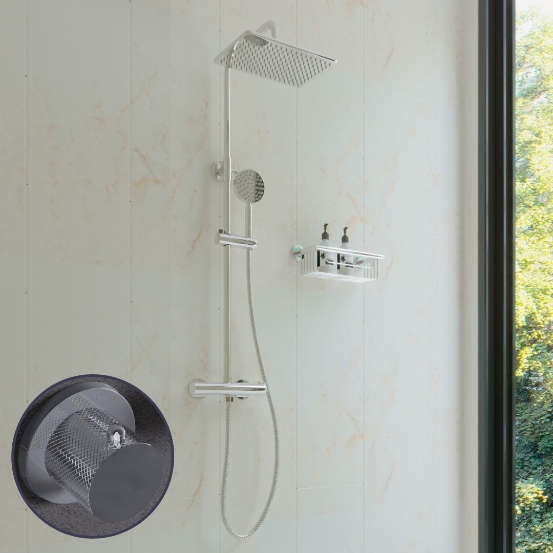Saniclear Vision Curved opbouw regendouche met 20x30cm hoofddouche chroom